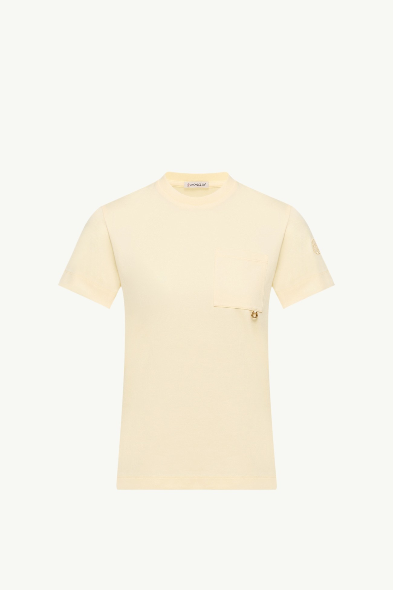 Metal Logo Cotton T-Shirt Women Light Yellow Moncler 2