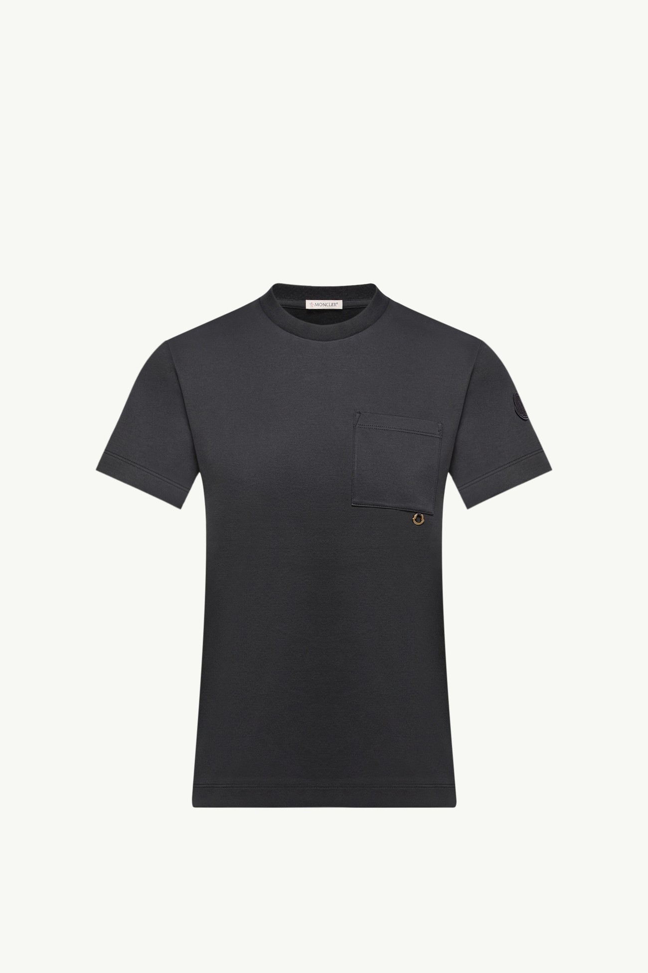 Metal Logo Cotton T-Shirt Women Dark Blue Moncler 2