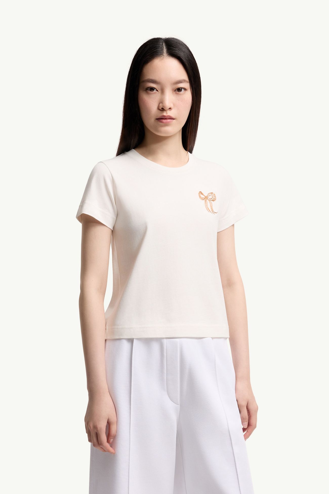 女士刺绣蝴蝶结棉质T恤 女士 白色 Moncler 3
