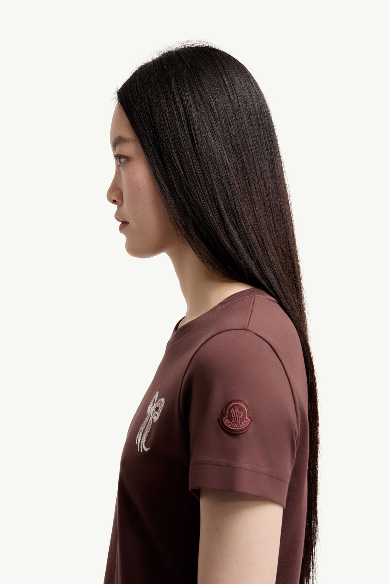 刺繡蝴蝶結棉質T恤 女士 啡色 Moncler 1
