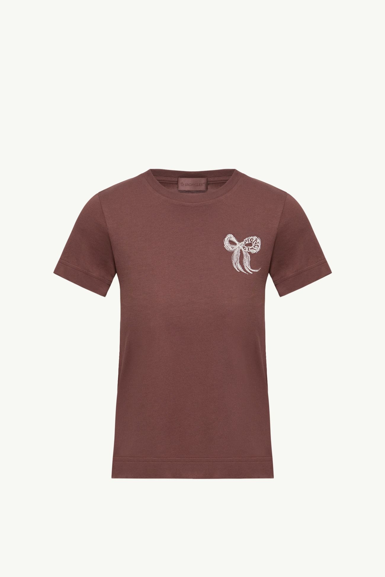 T-Shirt aus Baumwolle mit gestickter Schleife Damen Braun Moncler 2