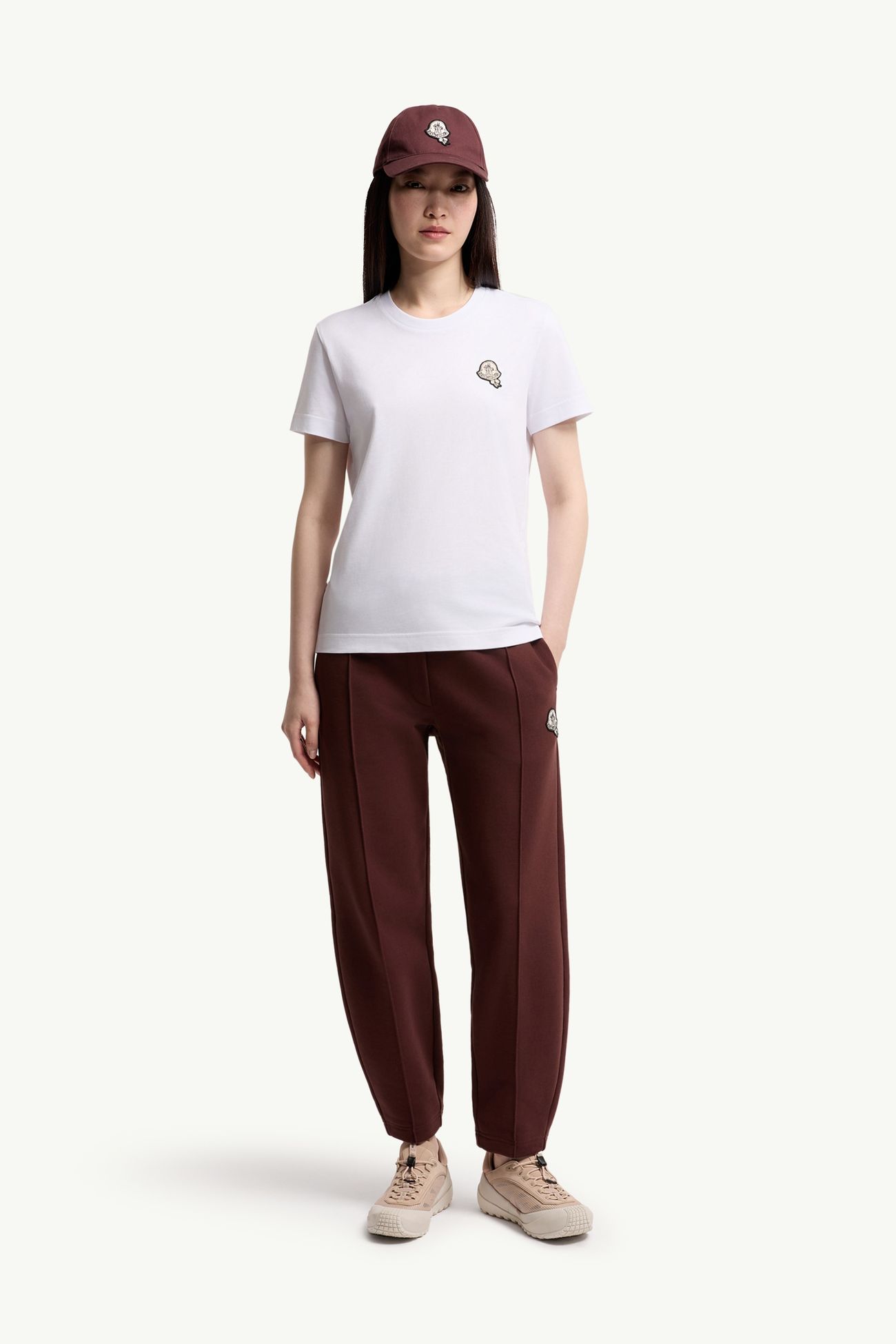 T-Shirt aus Baumwolle mit Logo-Aufnäher Damen Weiß Moncler 0