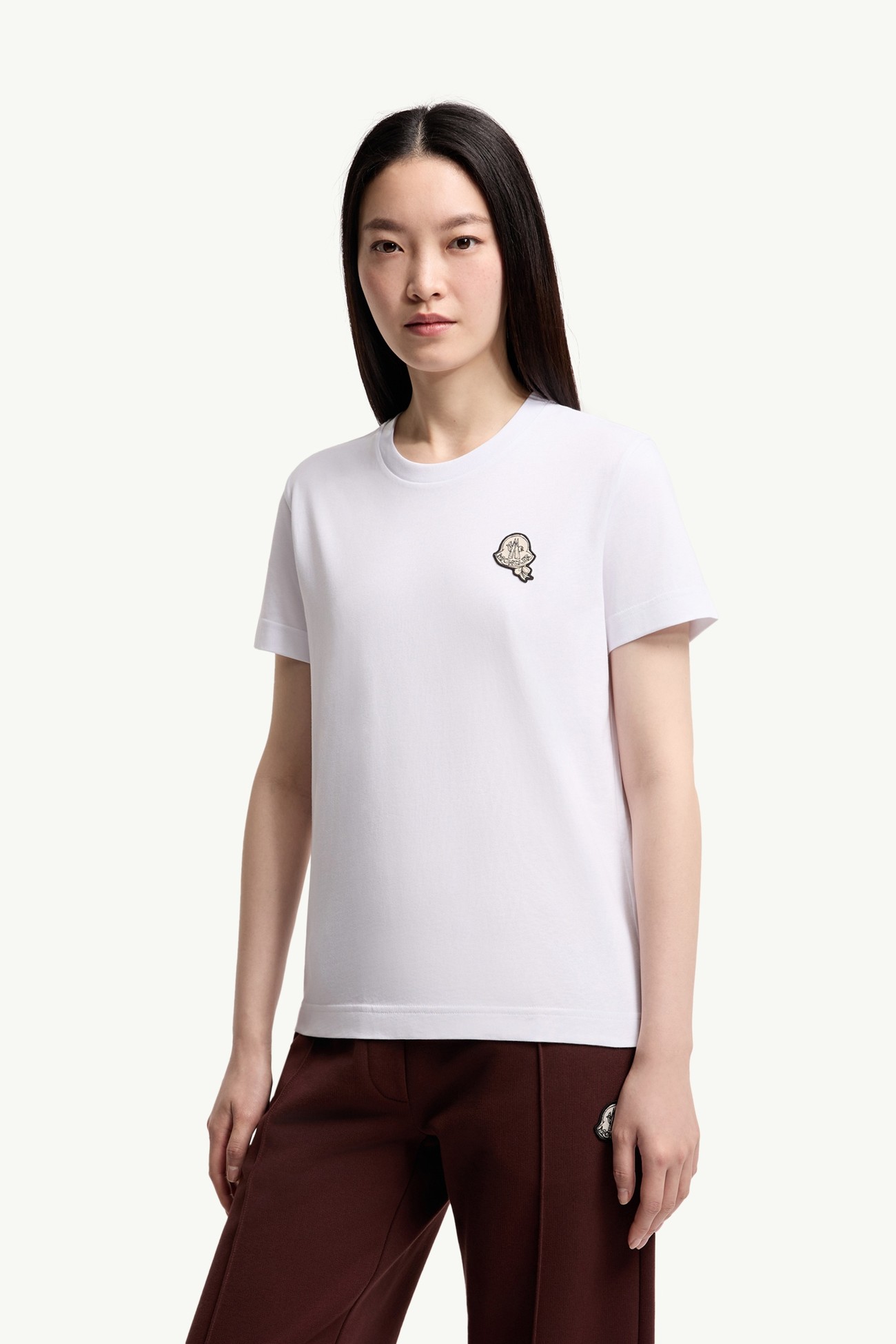 T-shirt in cotone con patch logato Donna Bianco Moncler 3