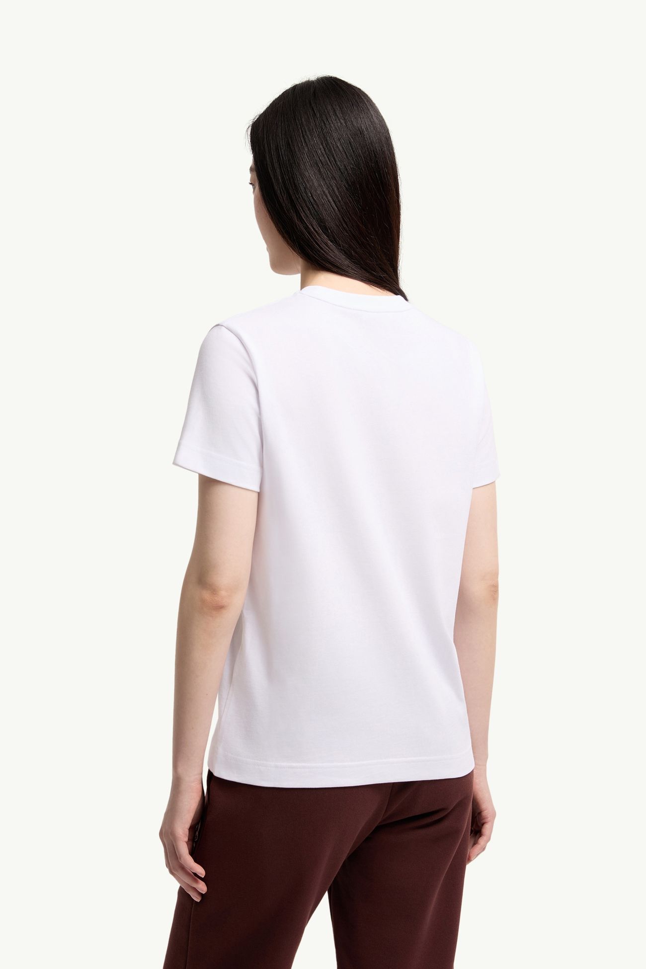 T-Shirt aus Baumwolle mit Logo-Aufnäher Damen Weiß Moncler 4