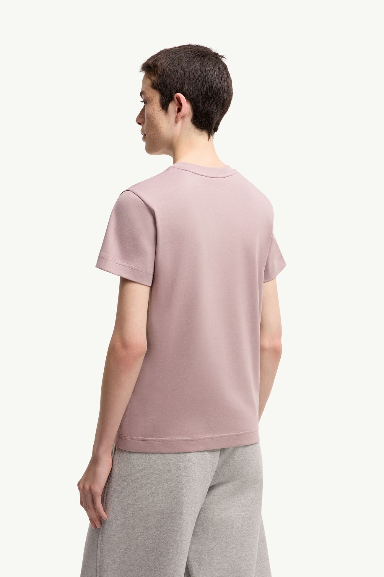 Logo Patch Cotton T-Shirt Women Light Pink Moncler 4