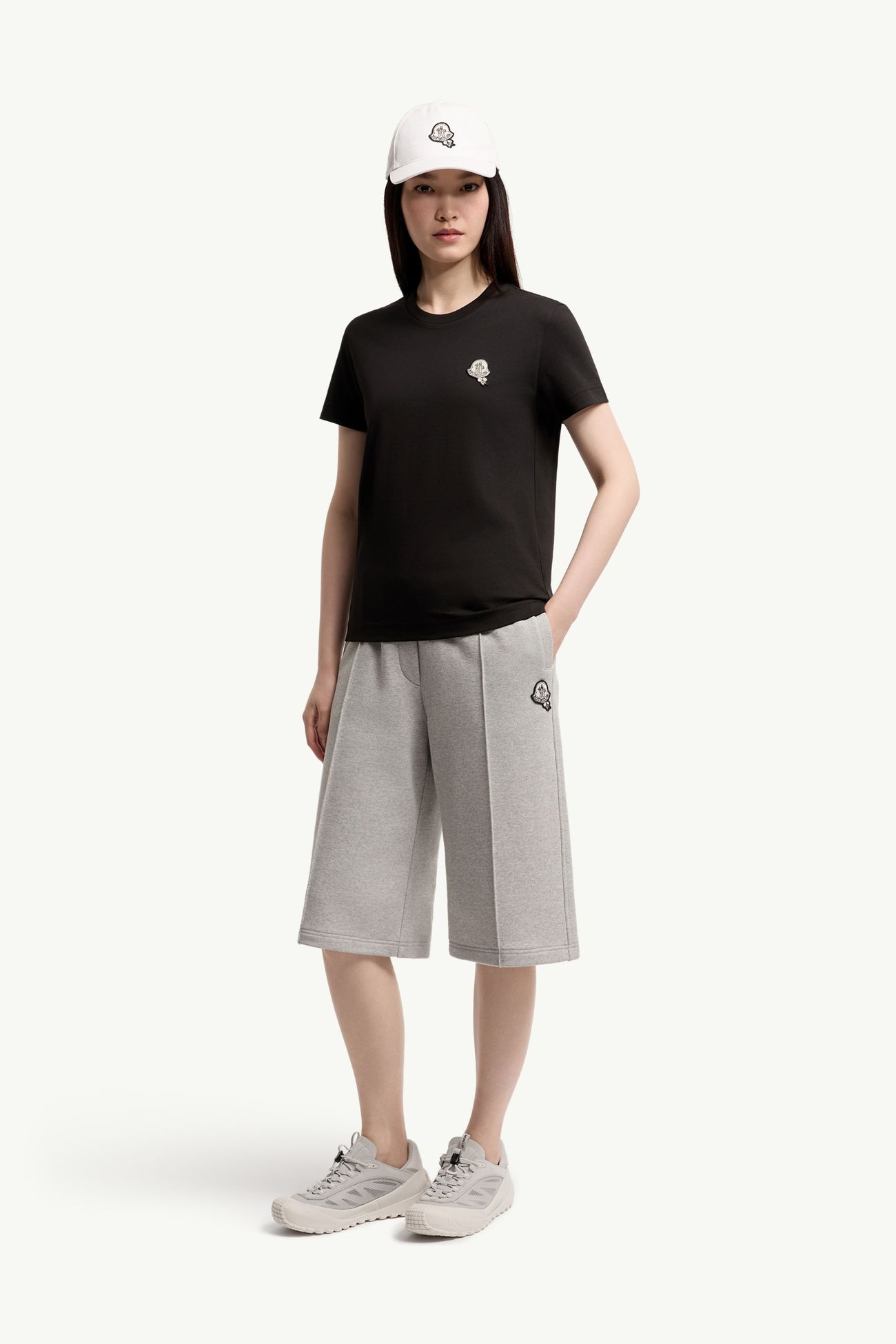 Logo Patch Cotton T-Shirt Women Black Moncler 0