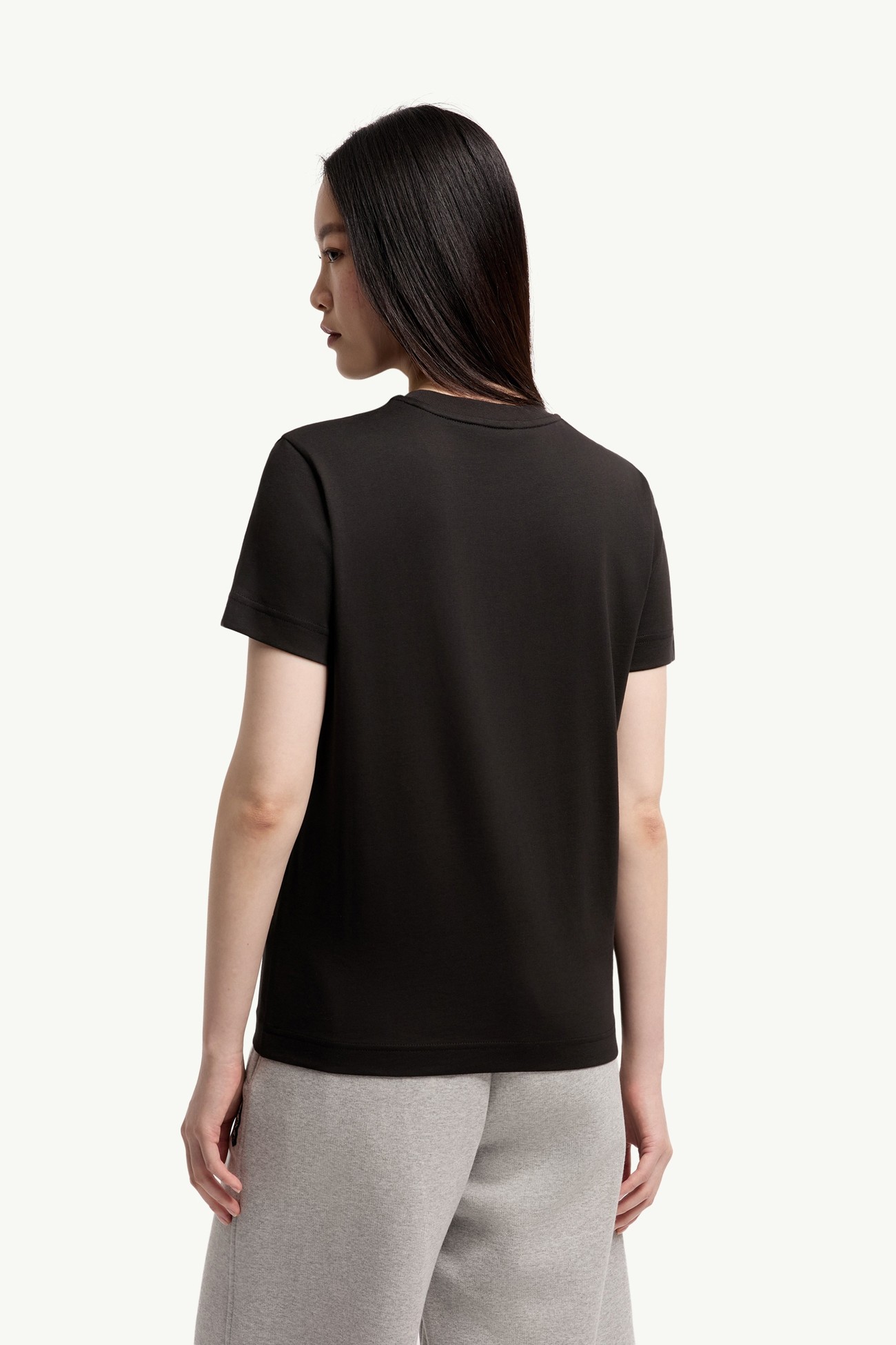 T-shirt en coton à empiècement logo Femmes Noir Moncler 4