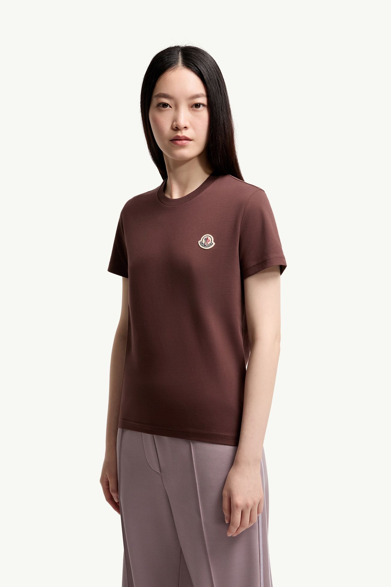 Logo Patch Cotton T-Shirt (Pack of Three) Women White Ivory & Grey & Dark Lilac Moncler 3