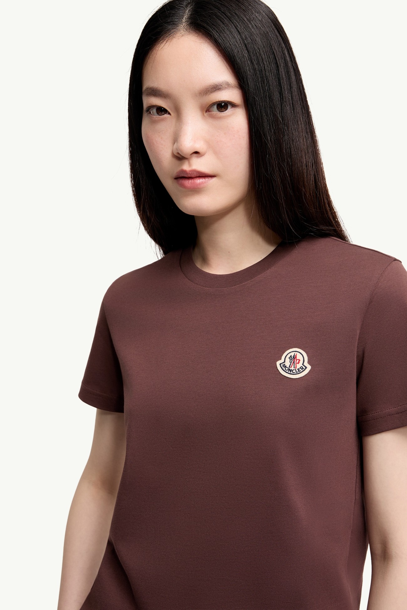 Logo Patch Cotton T-Shirt (Pack of Three) Women White Ivory & Brown & Dark Lilac Moncler 5