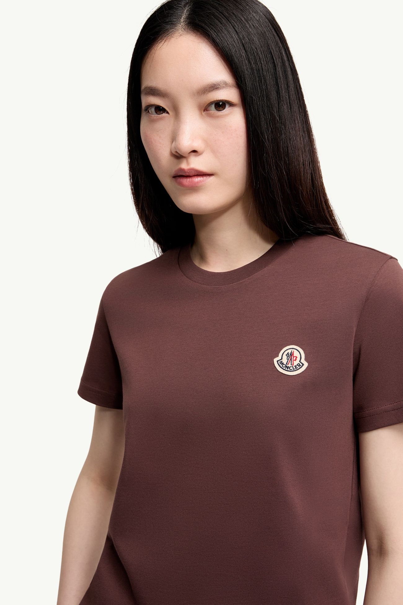 Logo Patch Cotton T-Shirt (Pack of Three) Women White Ivory & Grey & Dark Lilac Moncler 5