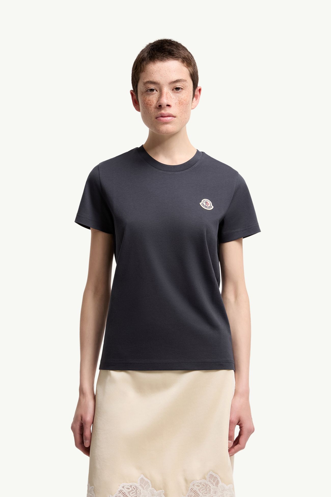 Logo Patch Cotton T-Shirt (Pack of Three) Women Blue & White & Grey Moncler 3