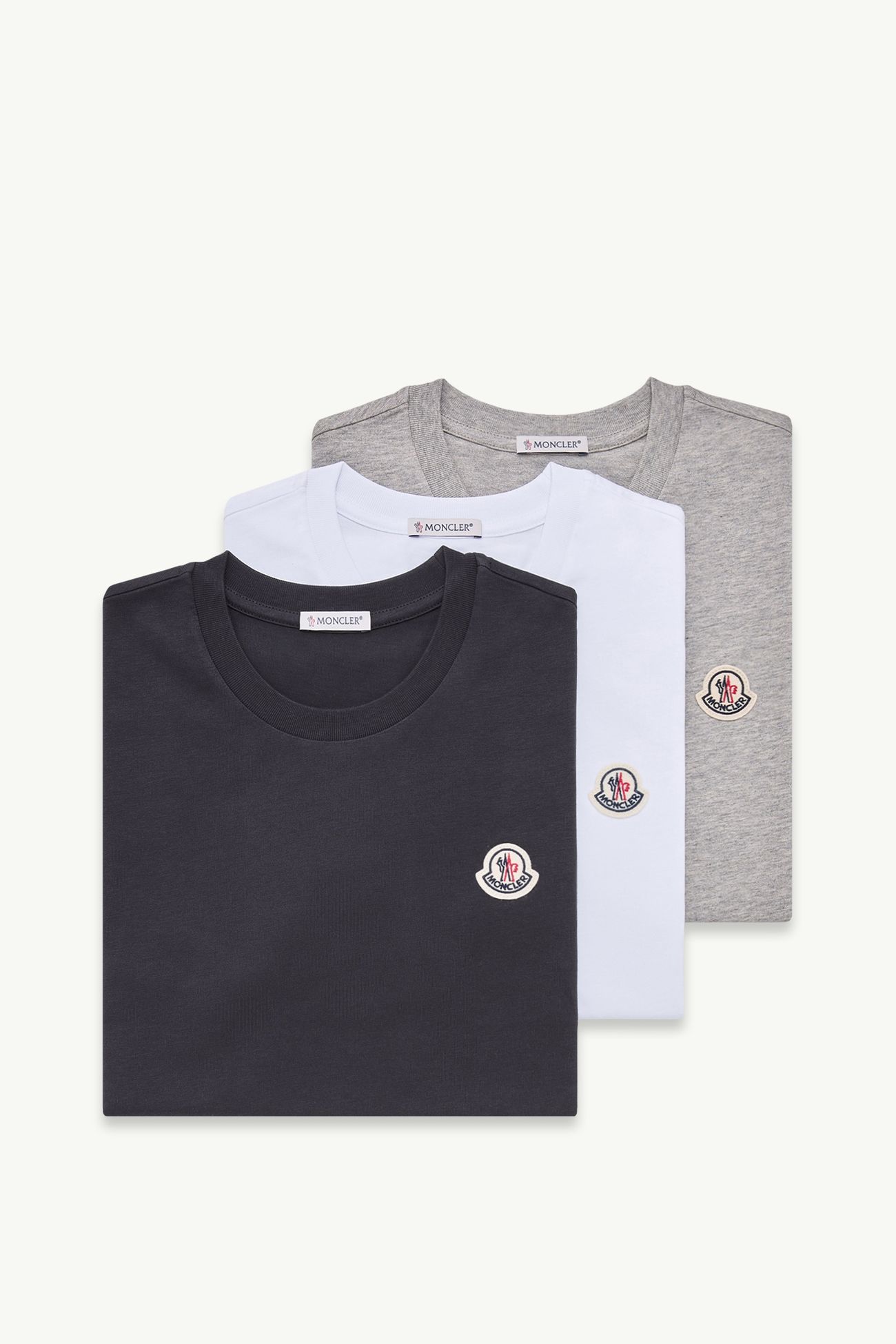 로고 패치 코튼 티셔츠(3장 세트) 여성 블루 & 화이트 & 그레이 Moncler 2