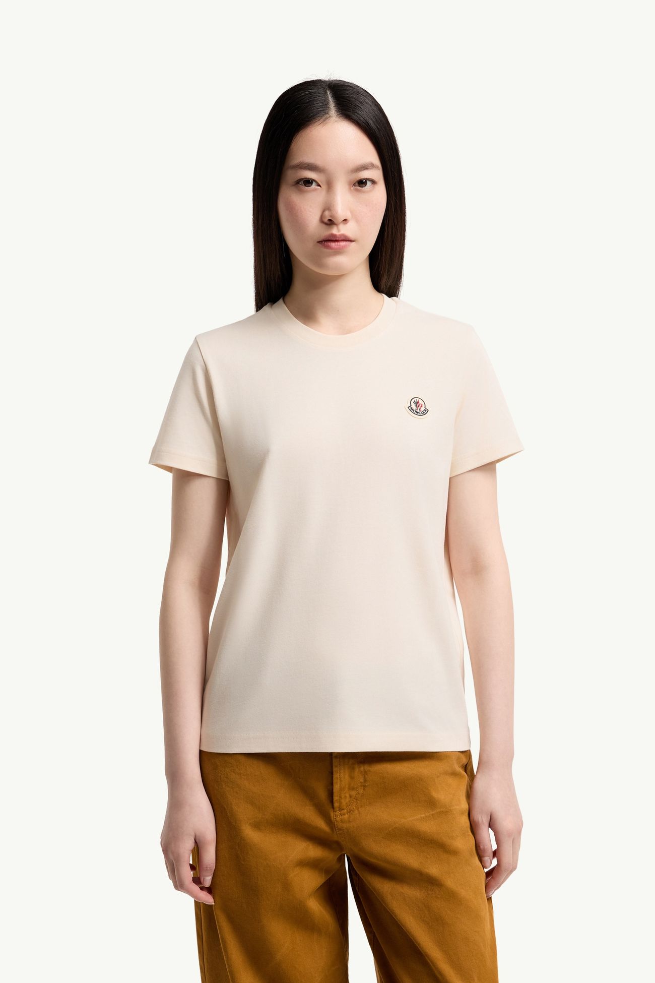 Logo Patch Cotton T-Shirt (Pack of Three) Women White Ivory & Grey & Dark Lilac Moncler 3