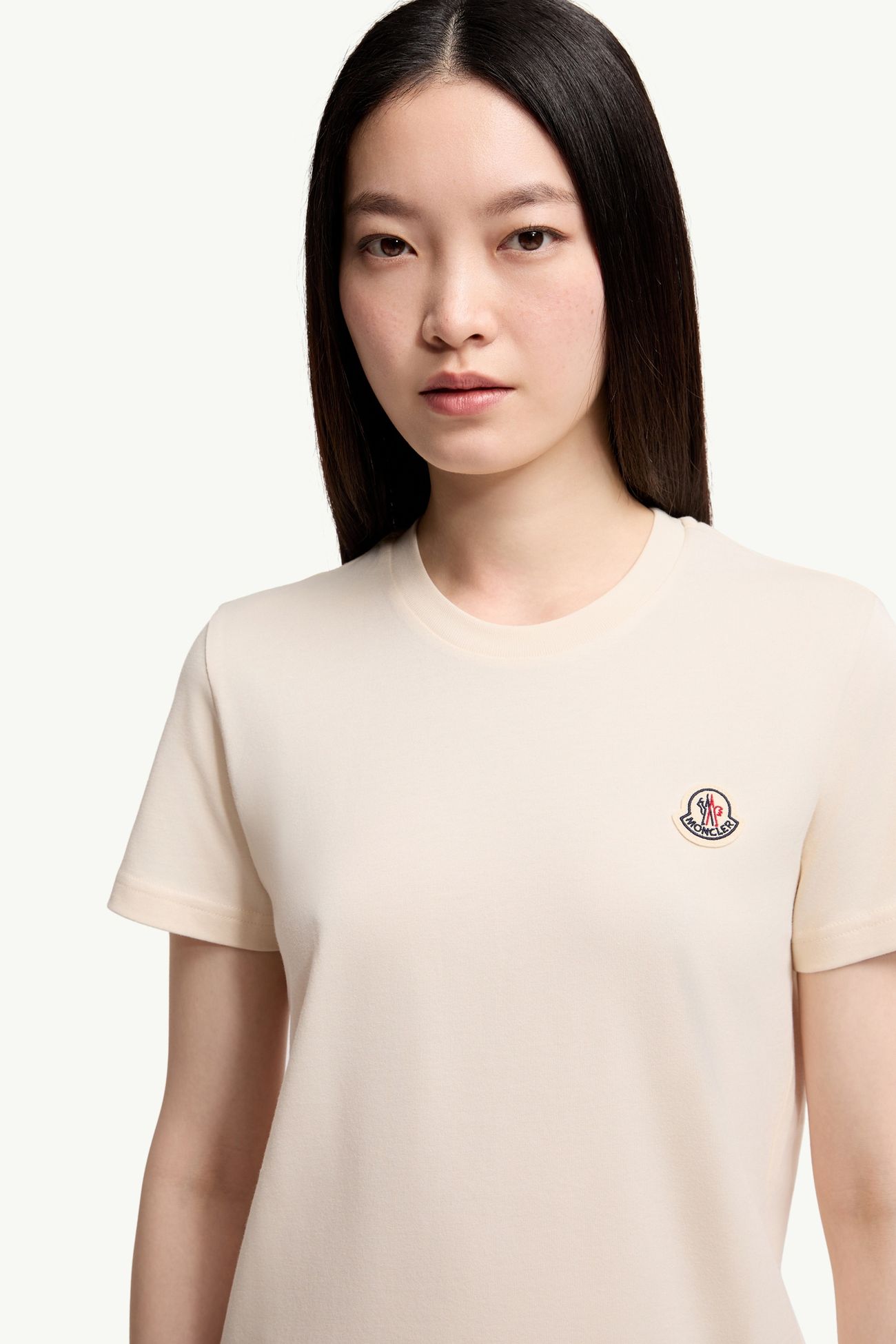 Logo Patch Cotton T-Shirt (Pack of Three) Women White Ivory & Grey & Dark Lilac Moncler 5