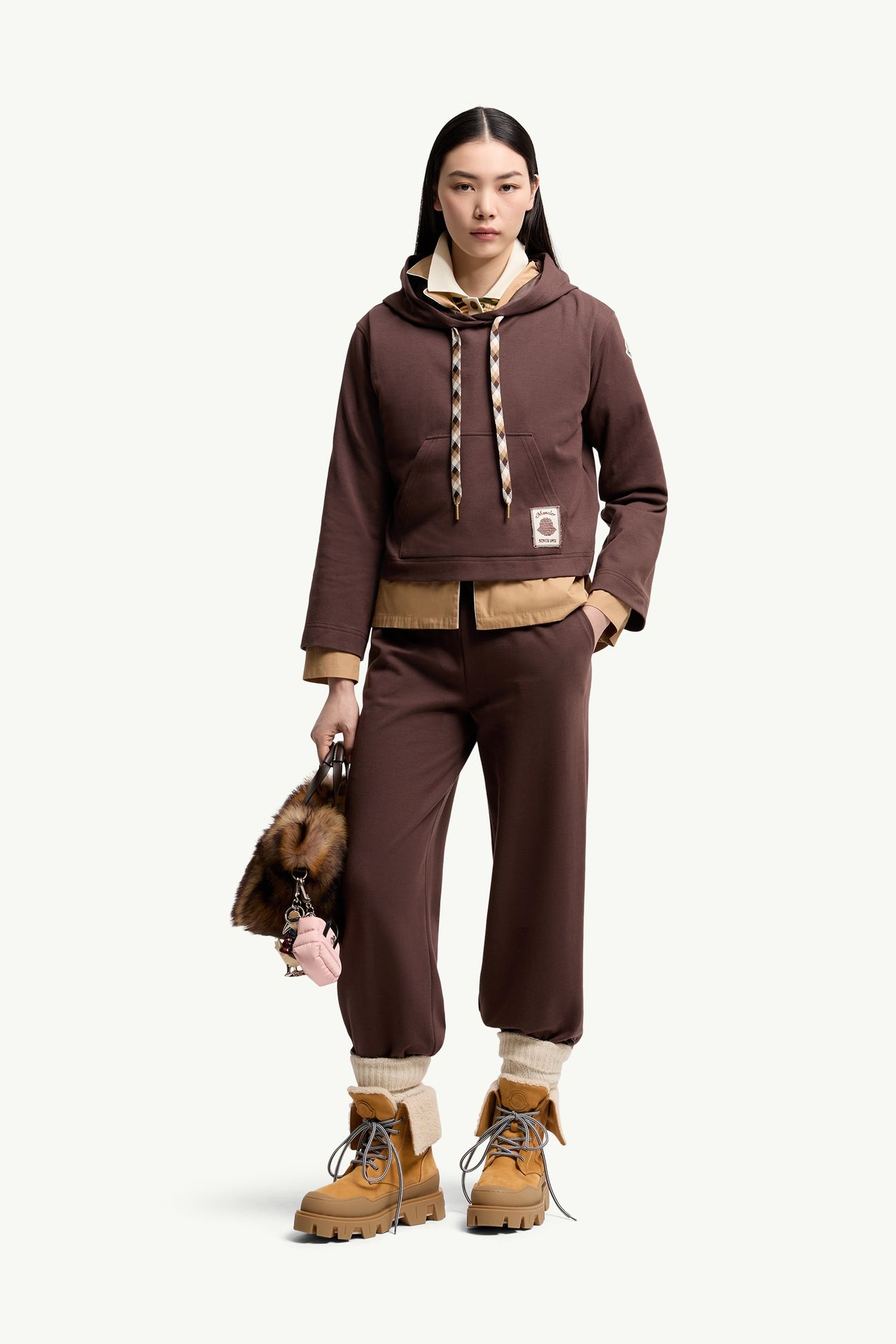 Kapuzensweatshirt aus Baumwollmischung Damen Braun Moncler 0