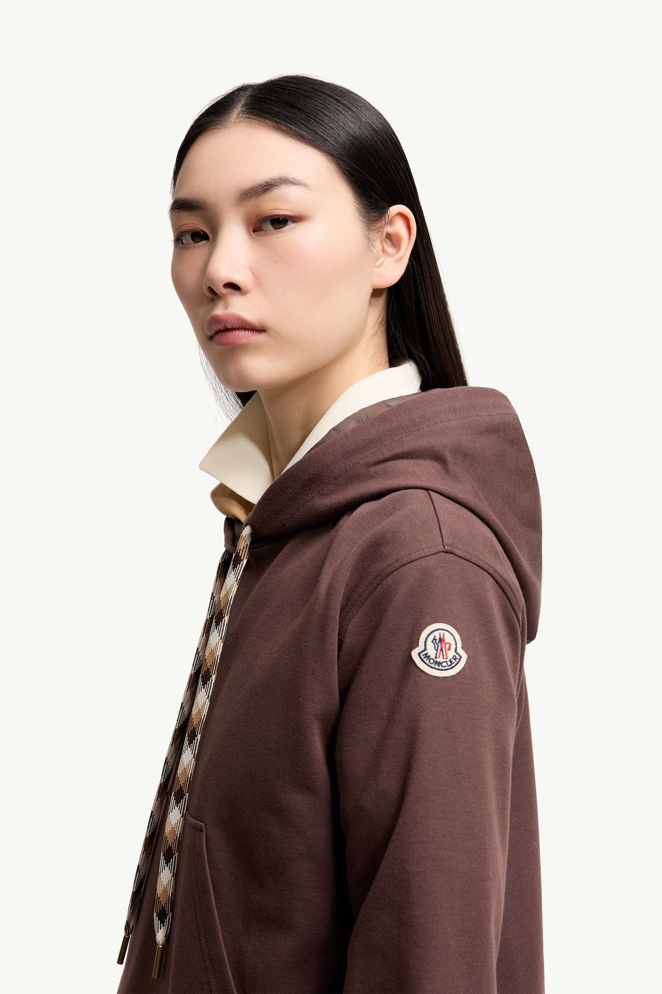 Sweat à capuche en coton mélangé Femmes Marron Moncler 1