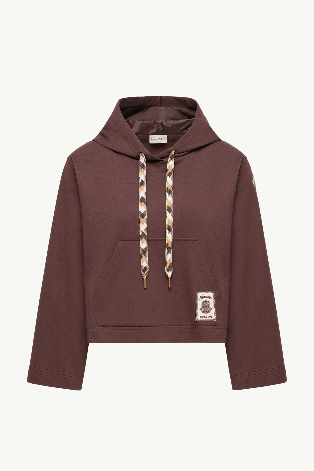 Cotton Blend Hooded Sweatshirt Women Brown Moncler 2