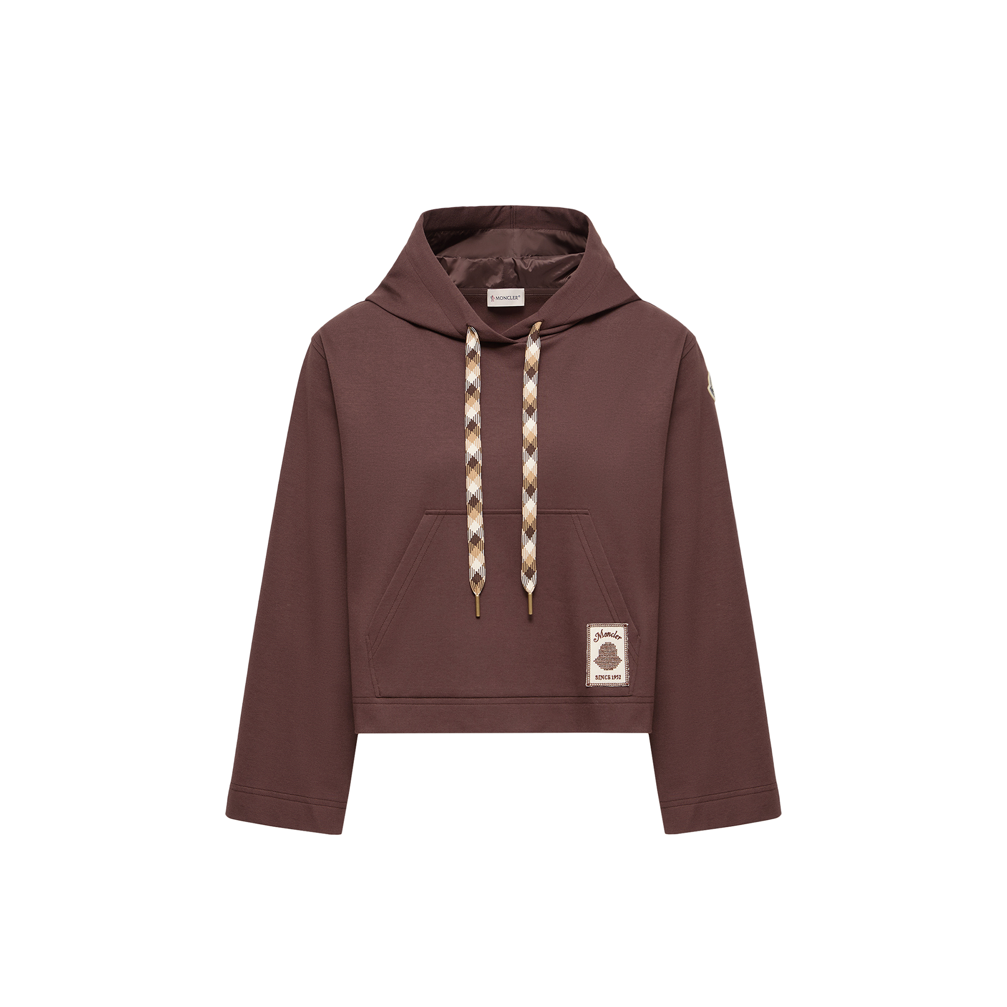 Moncler Cotton Blend Hooded Sweatshirt for Women in Brown, Size: M - Image 1