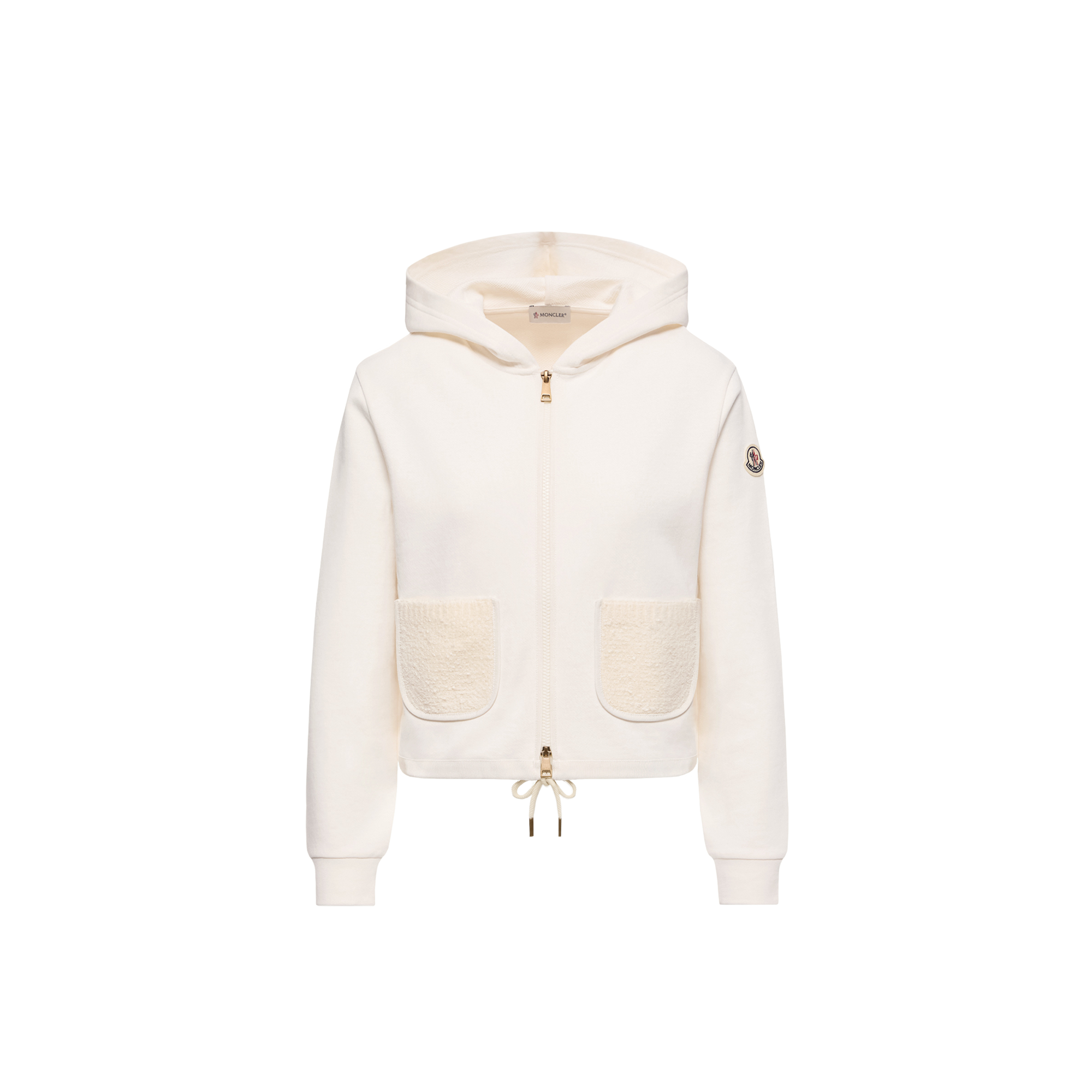 Moncler   Cotton Blend Zip-Up Sweatshirt for Women in White, Size: M
