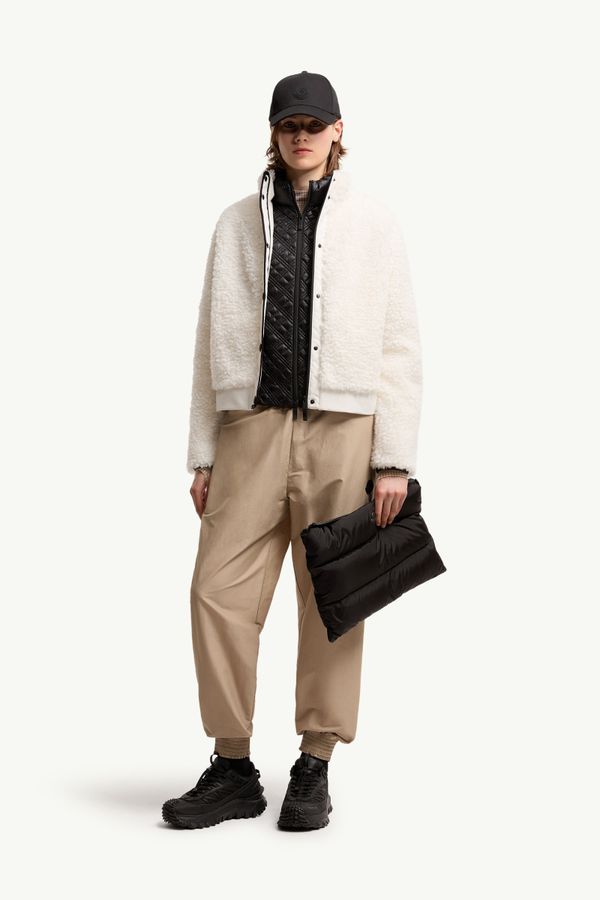 菱形絎縫夾層開襟毛衣 女士 白色 Moncler 0