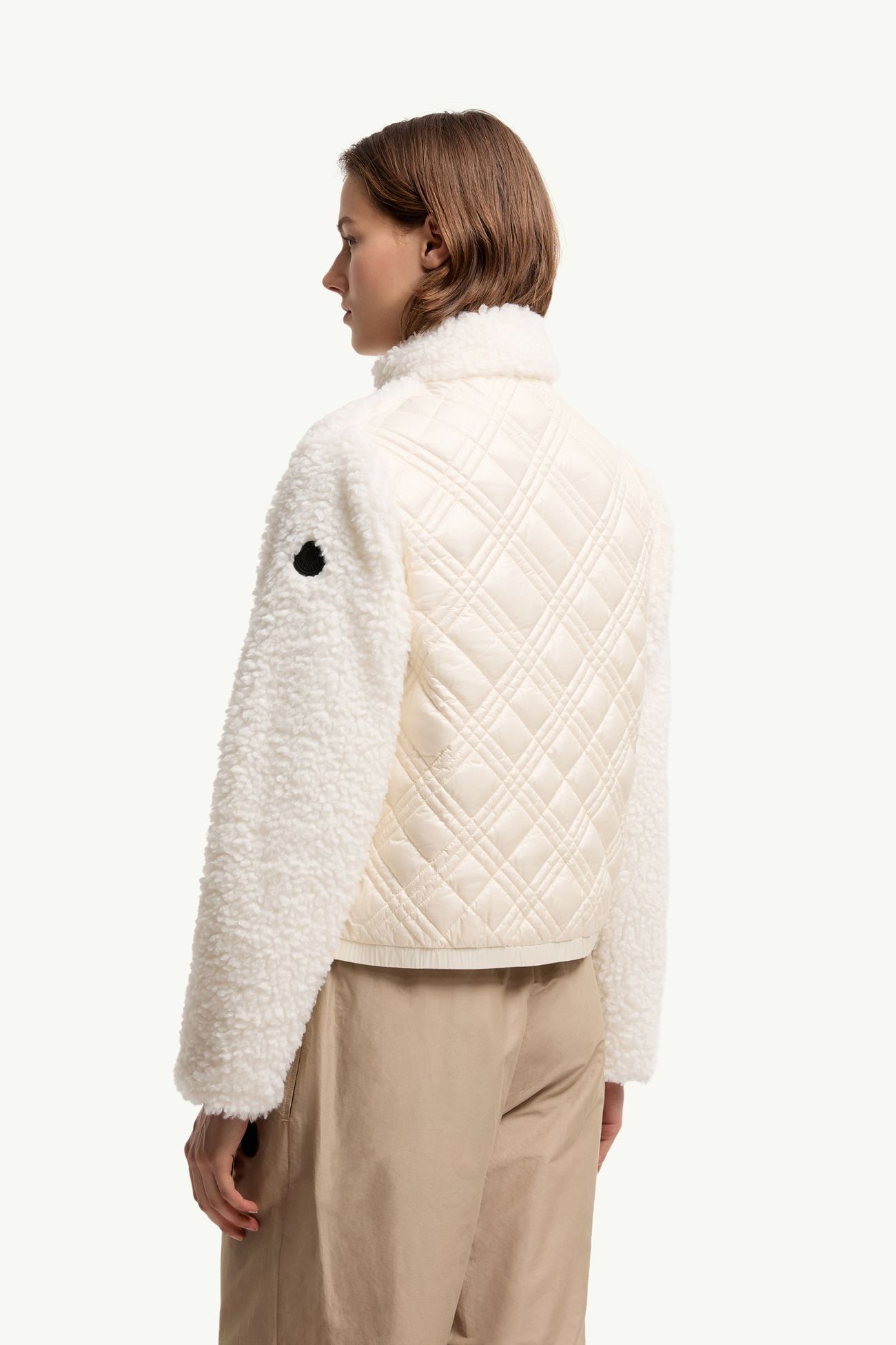 菱形絎縫夾層開襟毛衣 女士 白色 Moncler 4