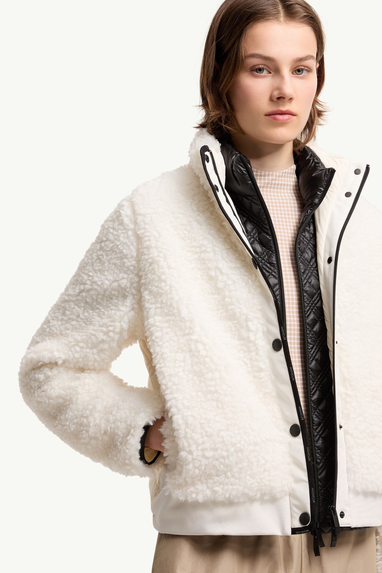 Cardigan imbottito con trapuntatura a diamante Donna Bianco Moncler 5