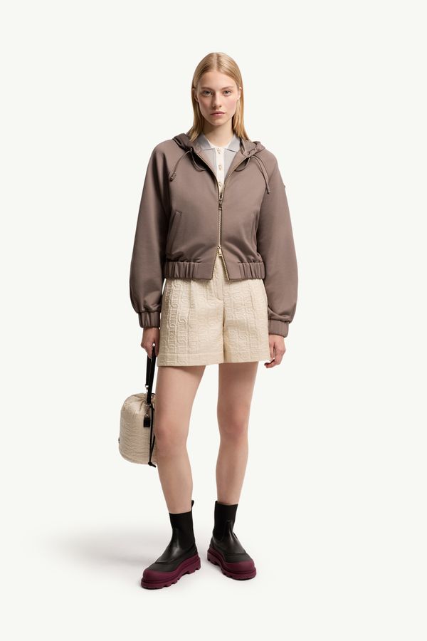 技術抓毛拉鏈開襟毛衣 女士 灰啡色 Moncler 0