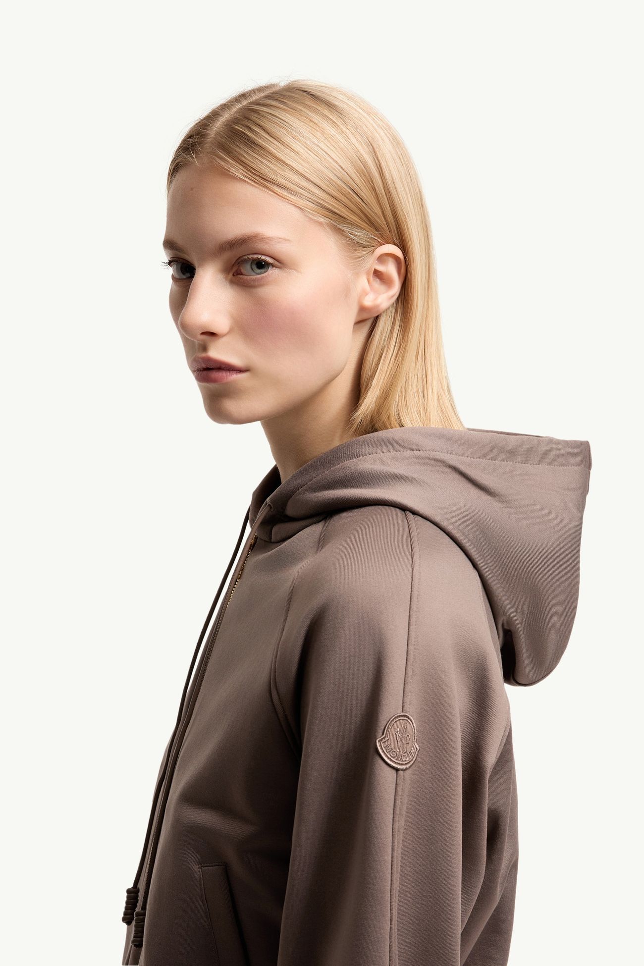 技術抓毛拉鏈開襟毛衣 女士 灰啡色 Moncler 1