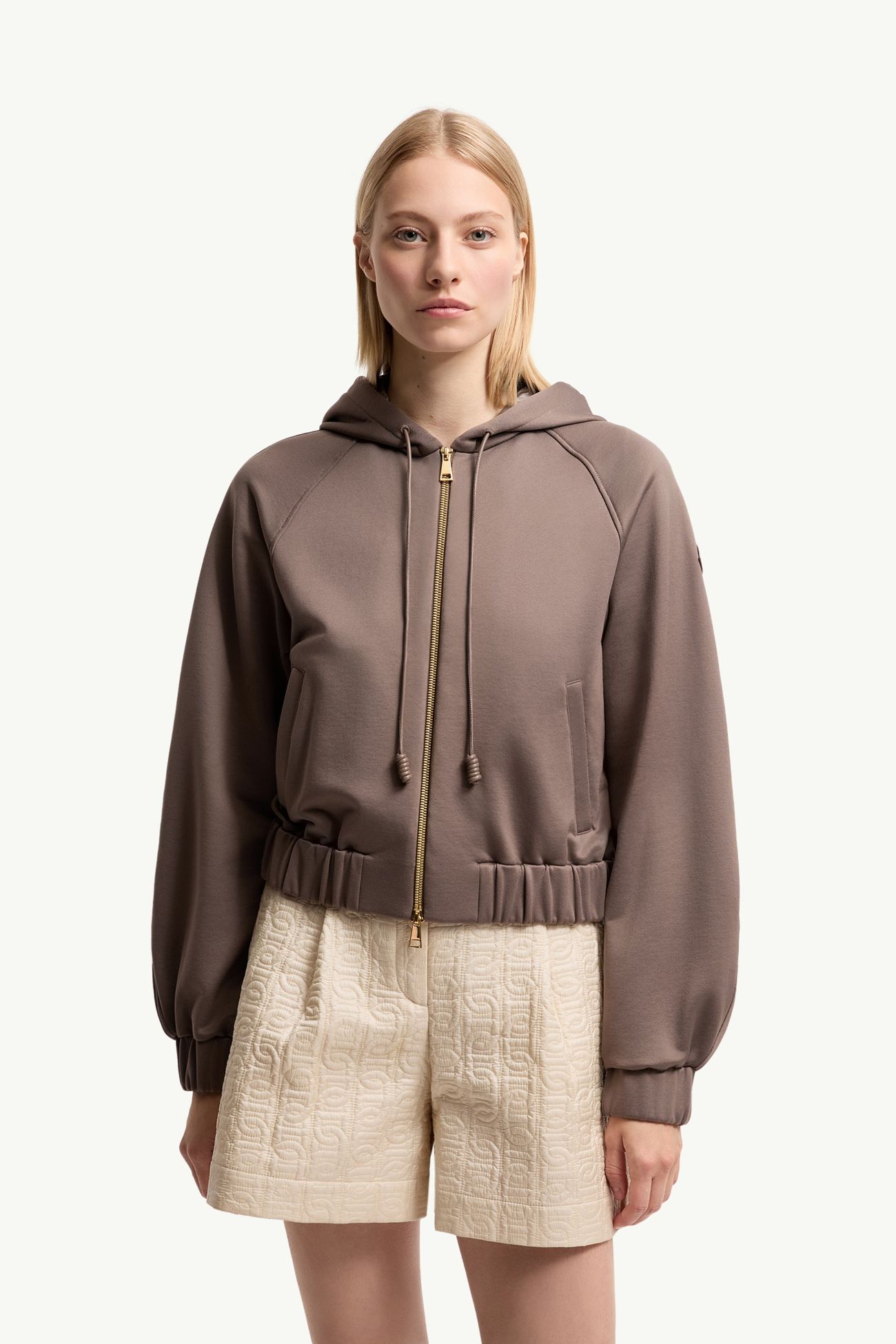 Cardigan con zip in pile tecnico Donna Grigio Talpa Moncler 3