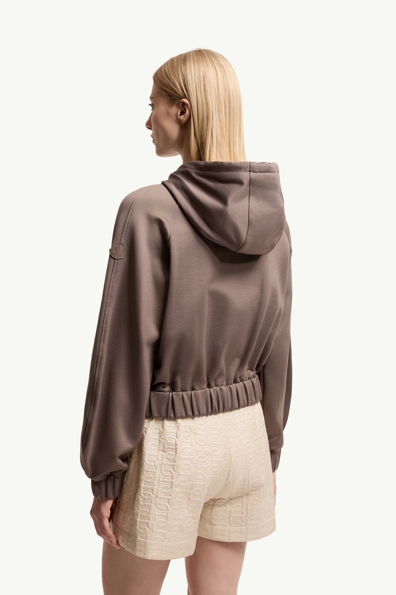 Strickjacke aus technischem Fleece mit Reißverschluss Damen Taupe Moncler 4