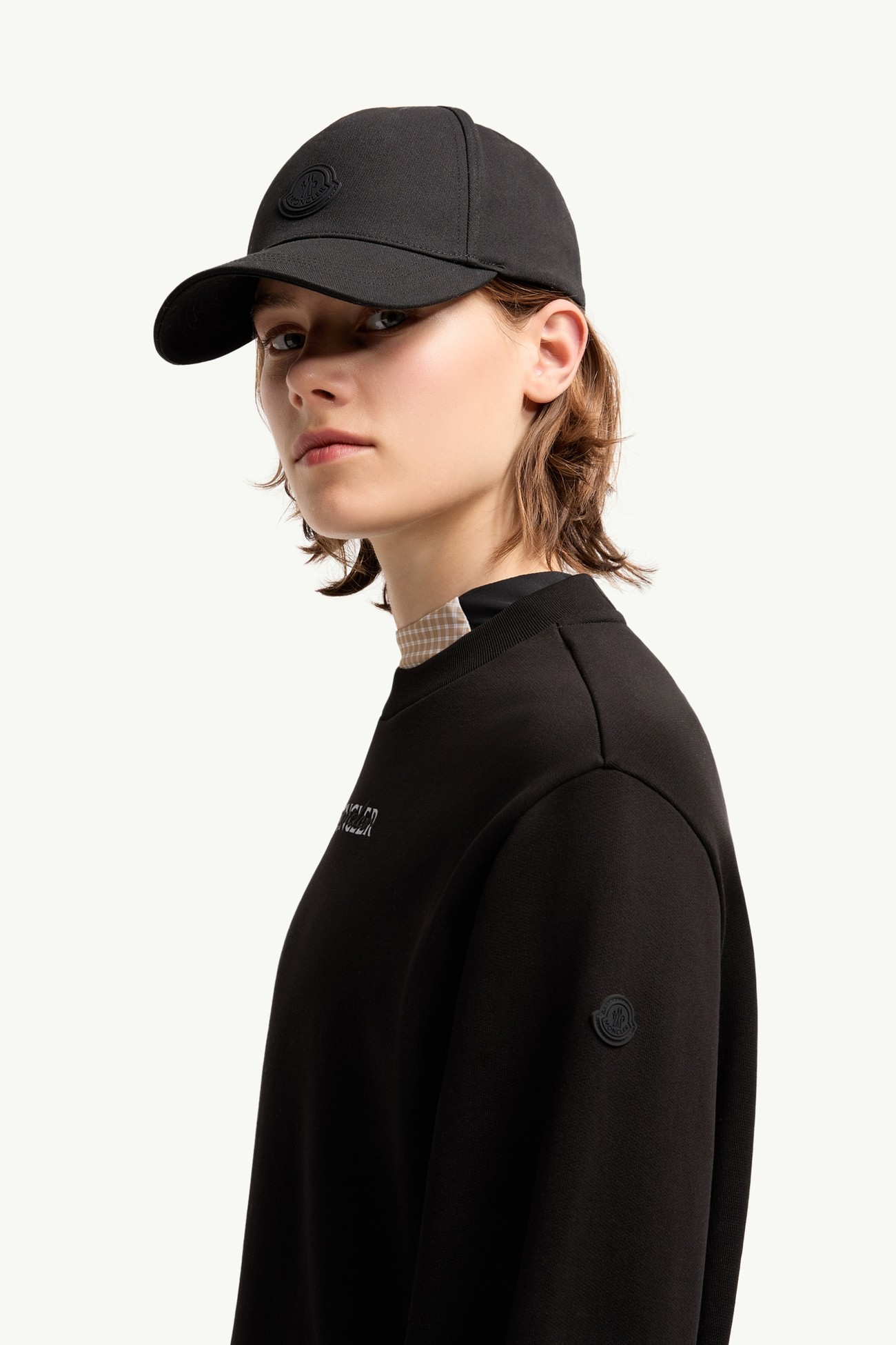 Cotton Fleece Logo Sweatshirt Women Black Moncler 1