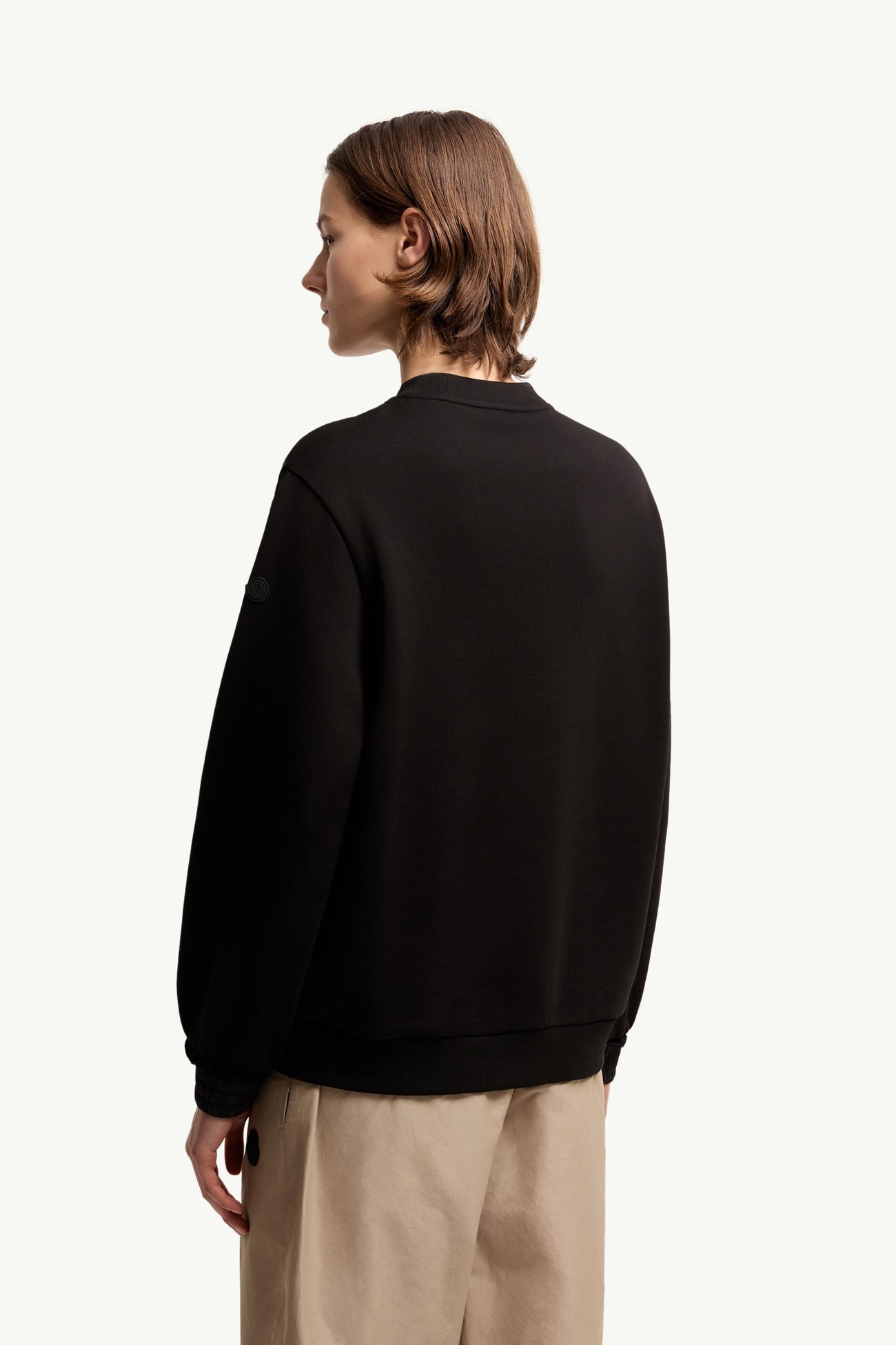 Cotton Fleece Logo Sweatshirt Women Black Moncler 4