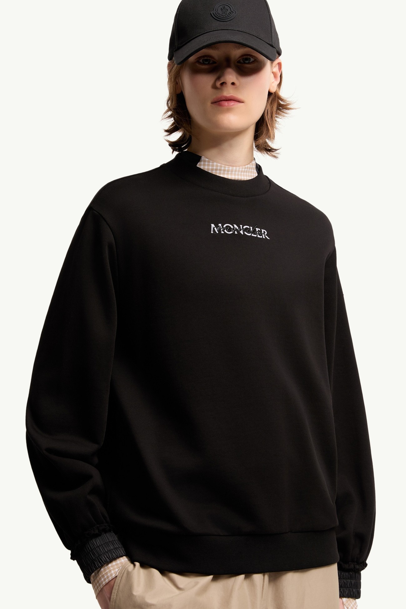 Cotton Fleece Logo Sweatshirt Women Black Moncler 5