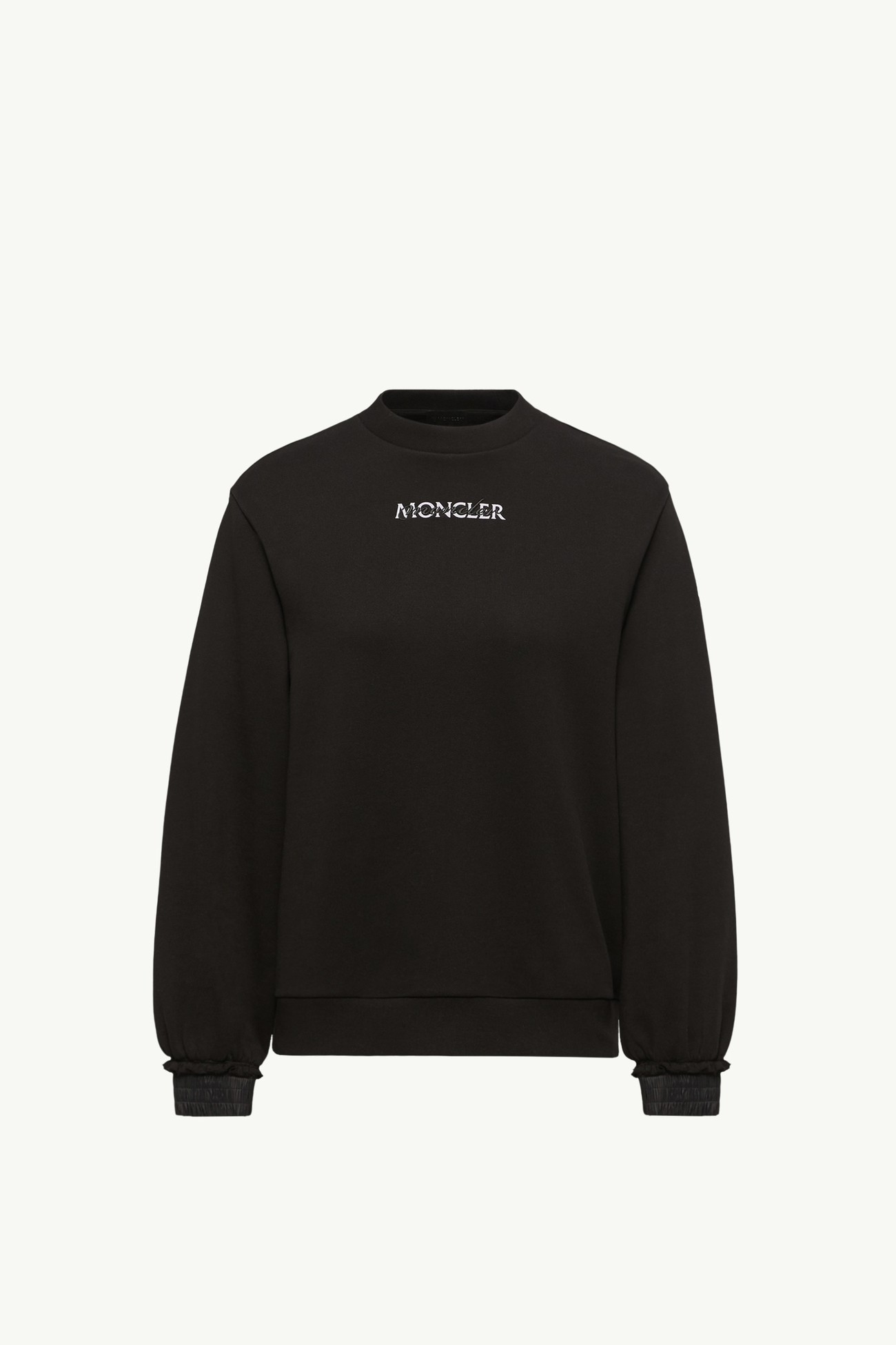 Cotton Fleece Logo Sweatshirt Women Black Moncler 2