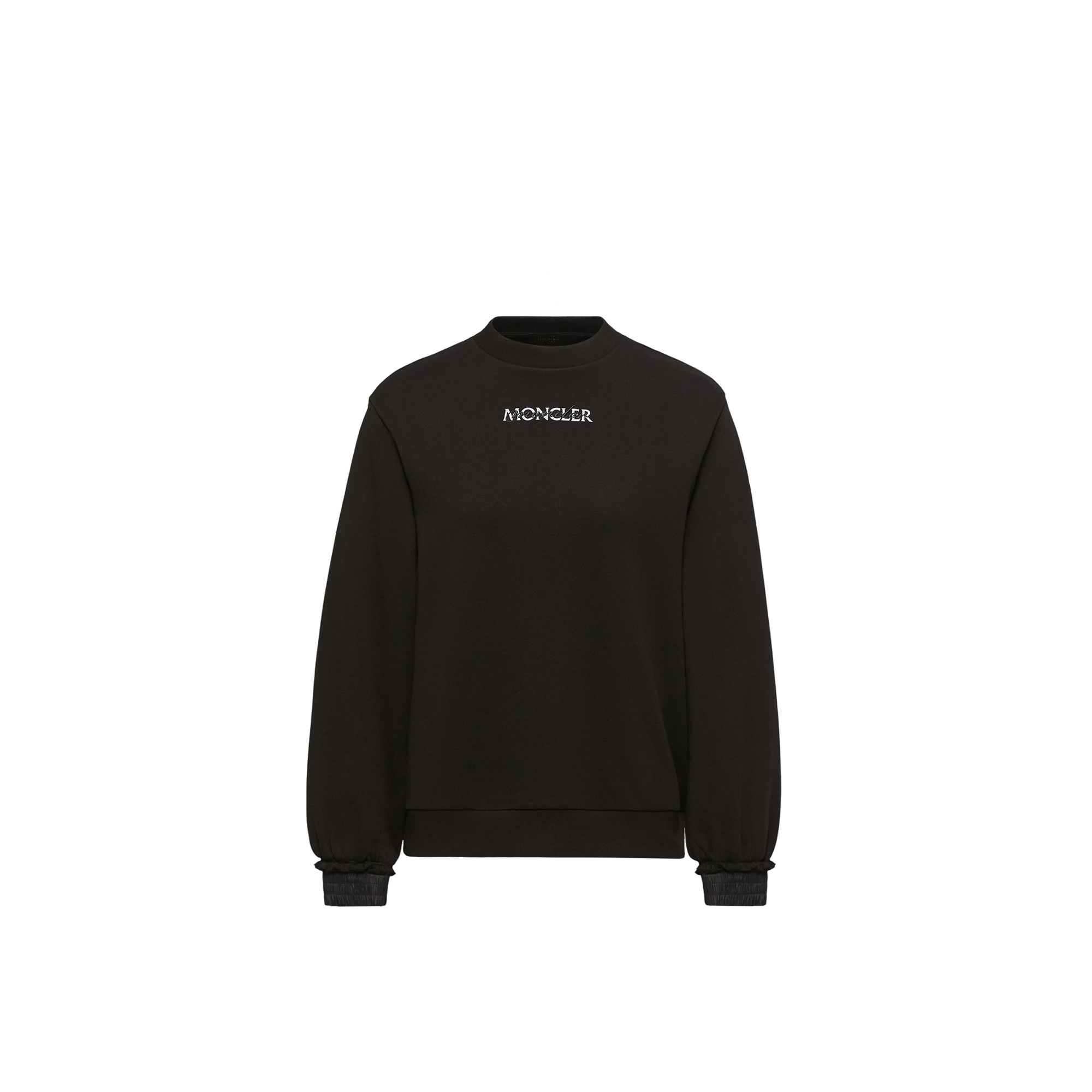 Moncler   Cotton Fleece Logo Sweatshirt for Women in Black, Size: S