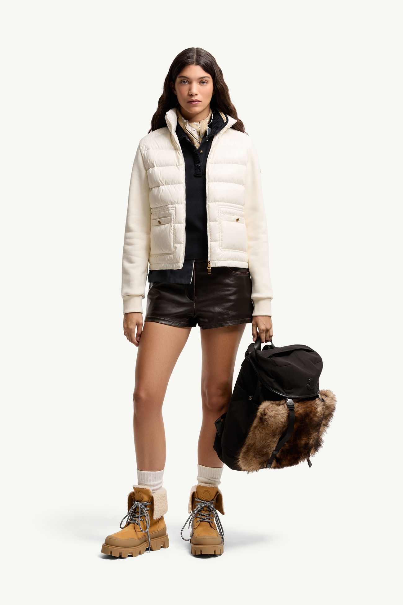 女士锦纶正面棉质拉链卫衣 女士 白色 Moncler 0