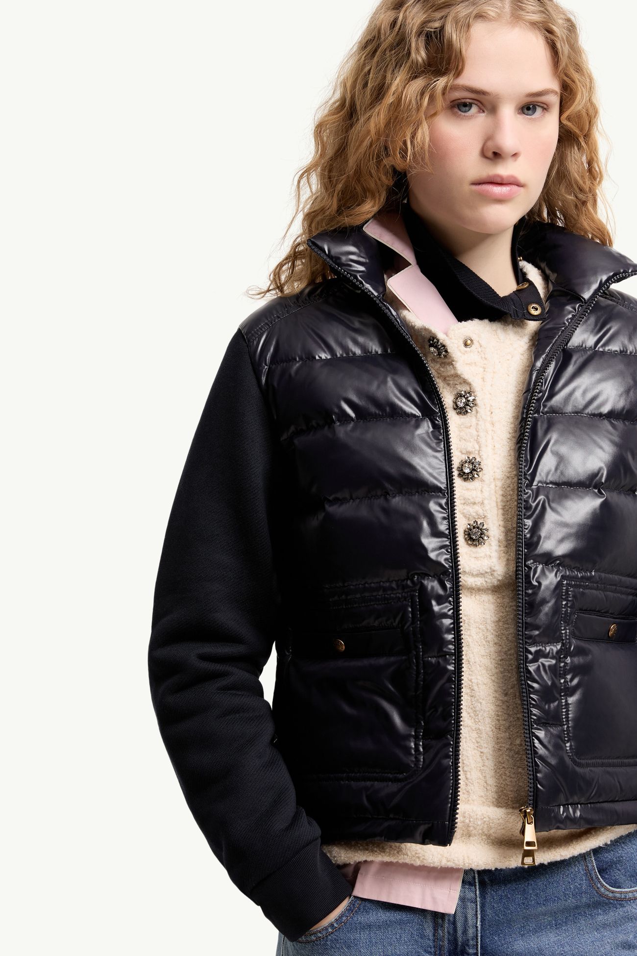 女士锦纶正面棉质拉链卫衣 女士 深蓝色 Moncler 5