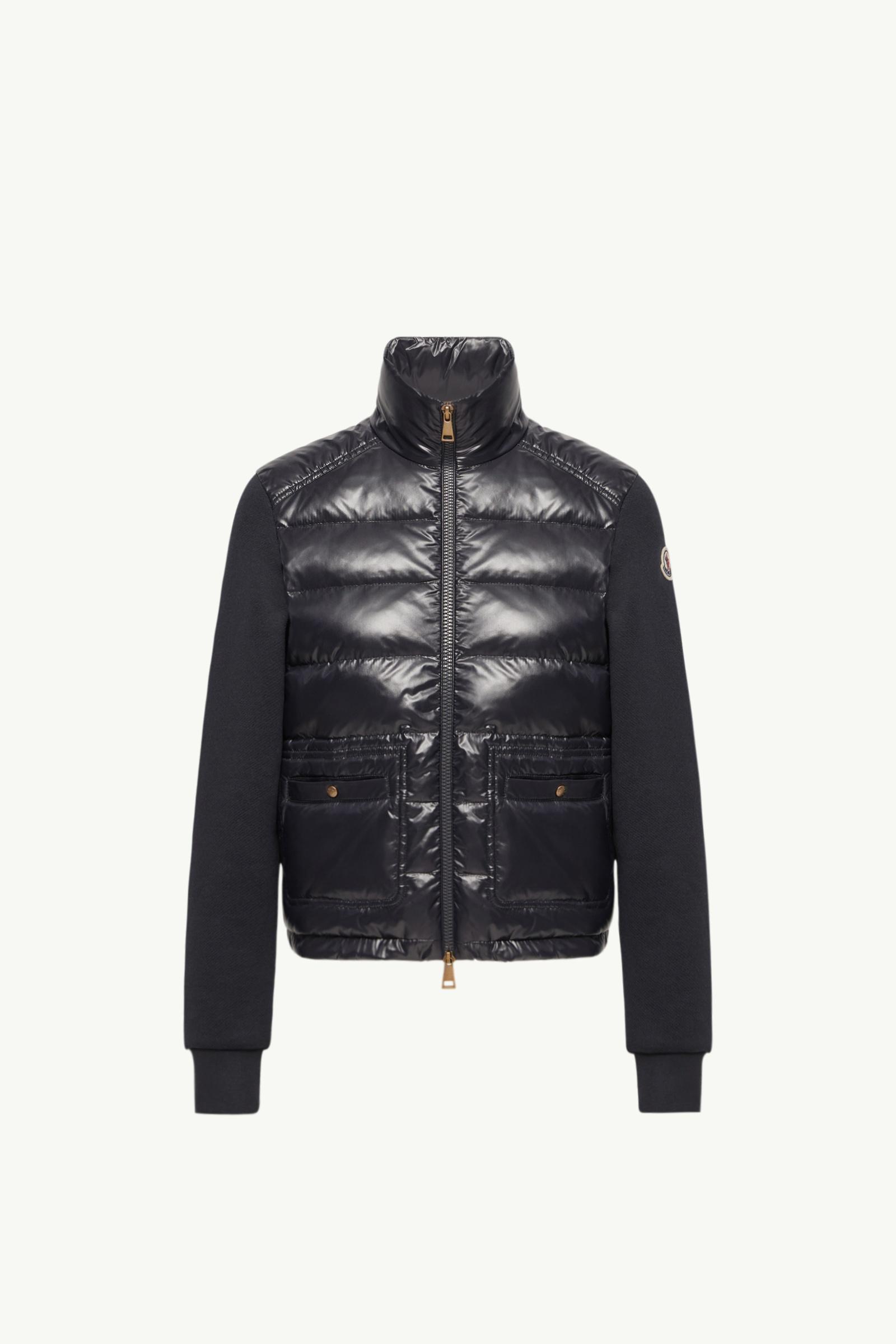 Cotton Zip-Up Sweatshirt with Nylon Front Women Dark Blue Moncler, 1 of 0