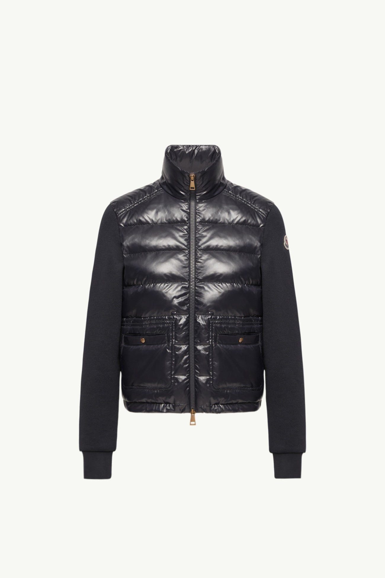 Felpa con zip in cotone con parte anteriore in nylon Donna Blu Scuro Moncler 2