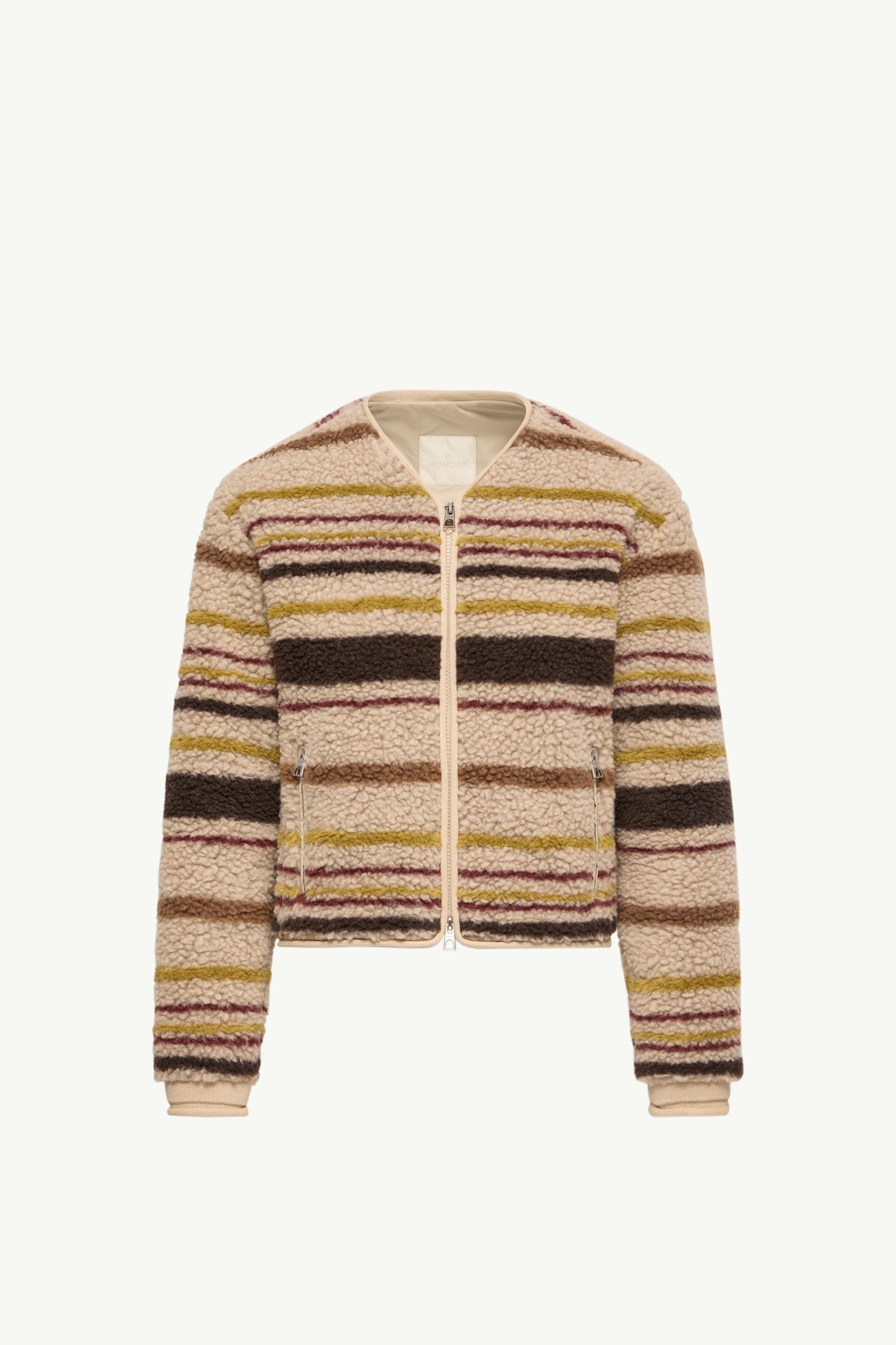 Striped Teddy Zip-Up Cardigan Women Beige & Brown Moncler, 1 of 0