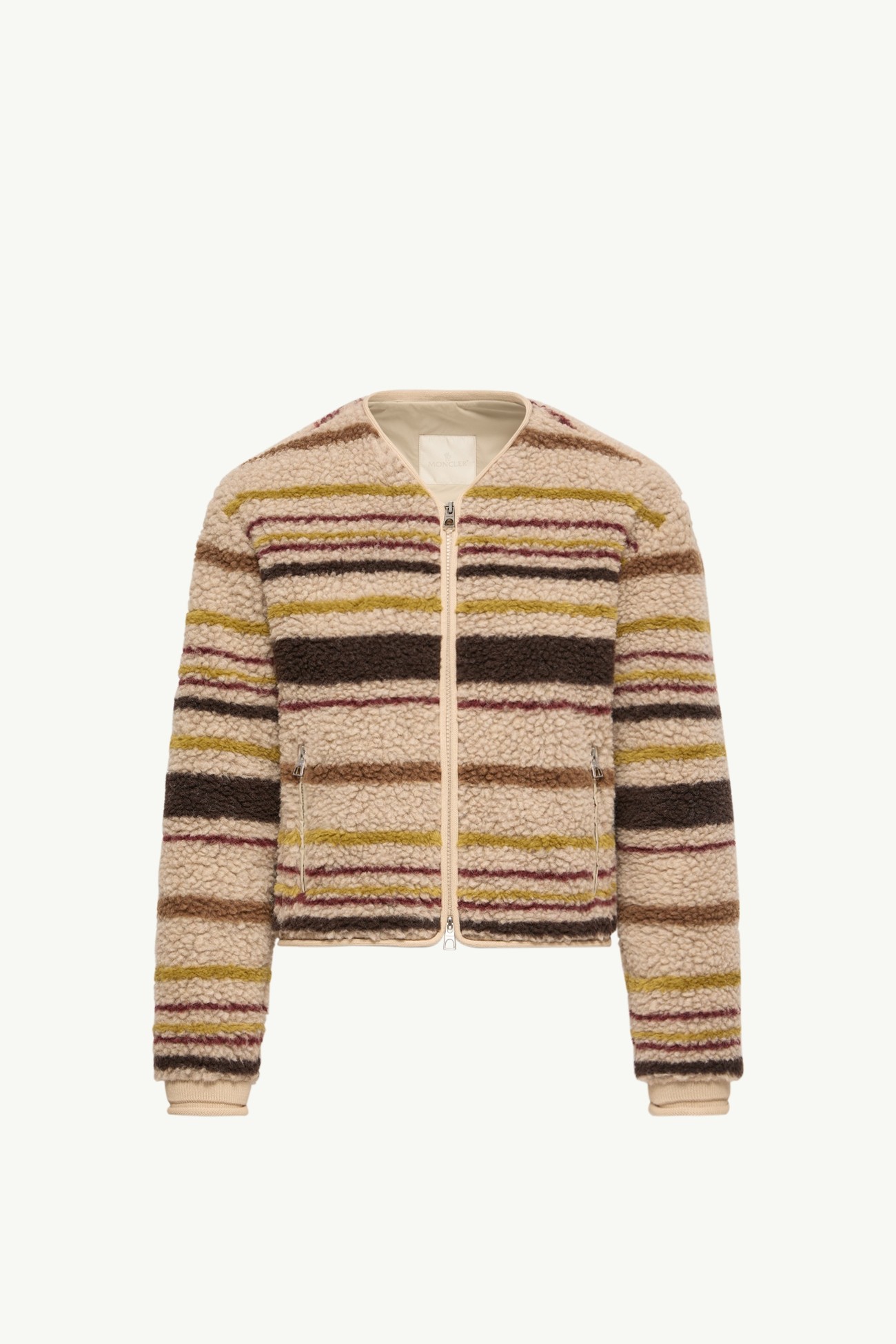 Cárdigan efecto peluche a rayas Mujer Beige & Marrón Moncler 2