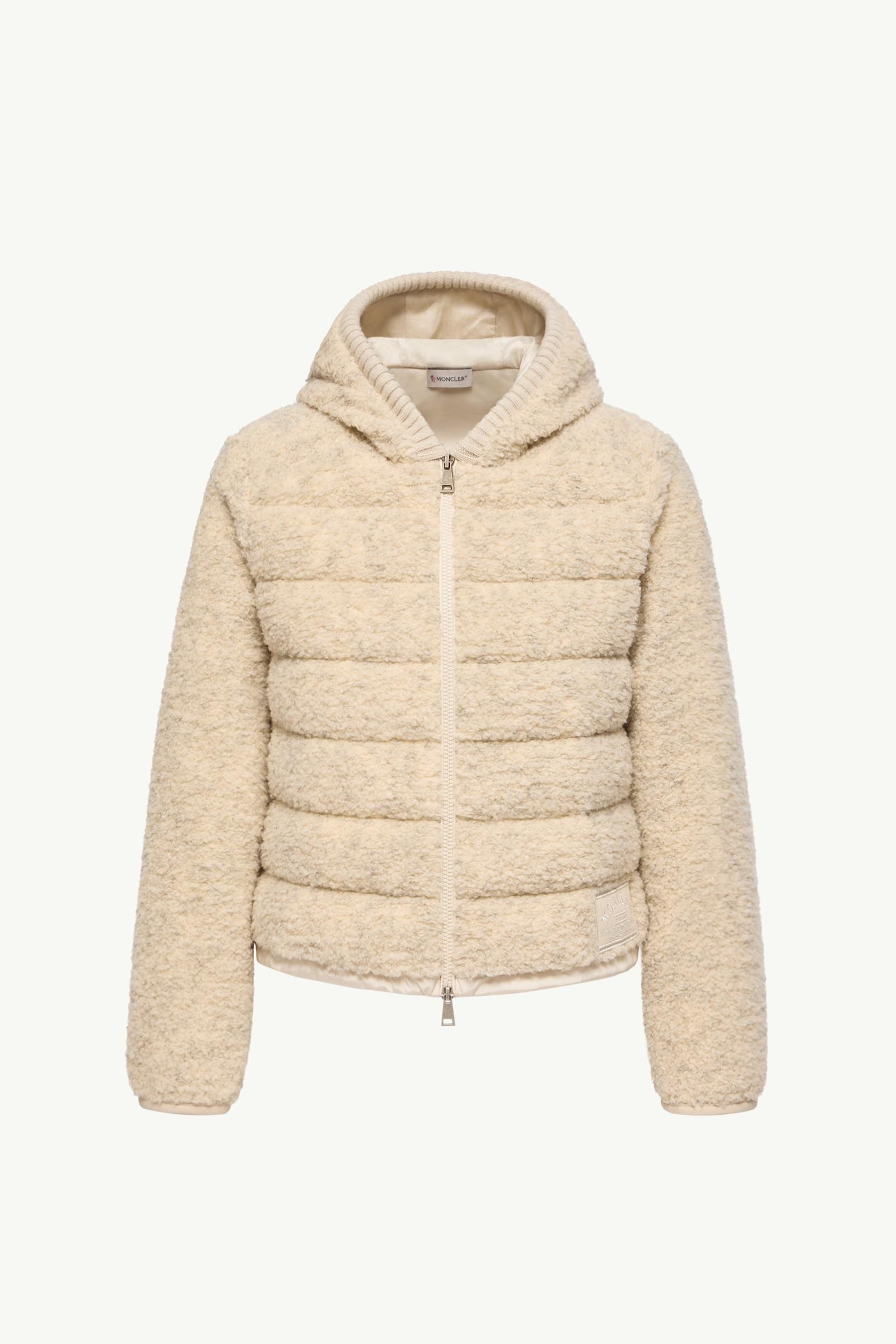 Cardigan zippé matelassé en teddy Femmes Blanc Ivoire Moncler, 1 of 0