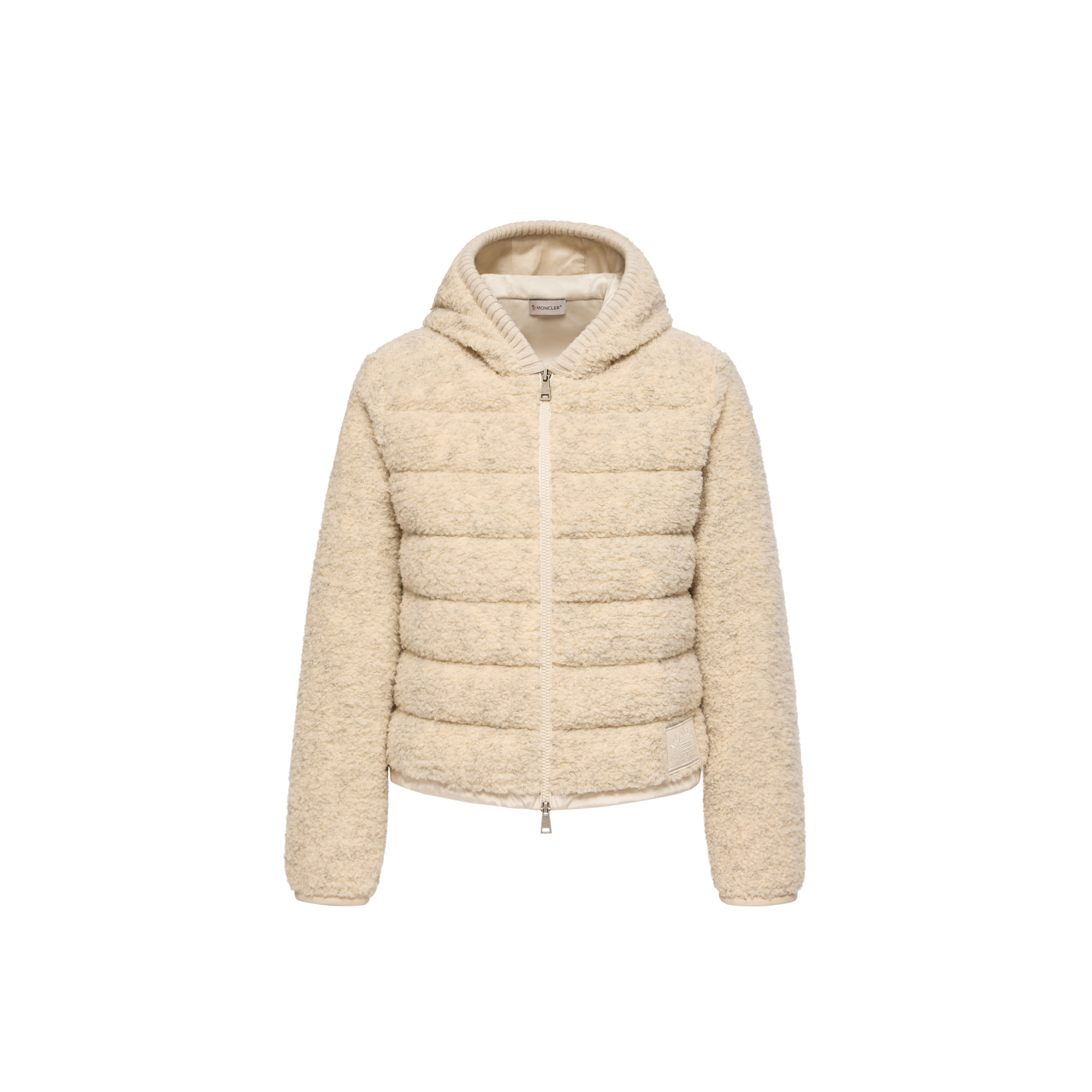 Moncler Teddy Padded Zip-Up Hoodie for Women in White, Size: S