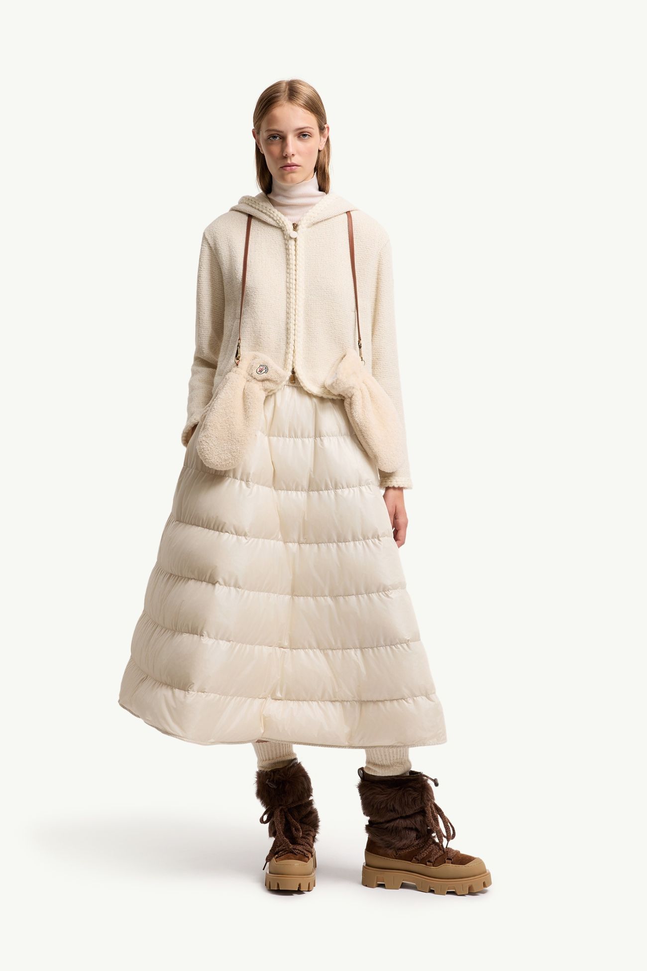 와플 니트 집업 후디 여성 화이트 아이보리 Moncler 0
