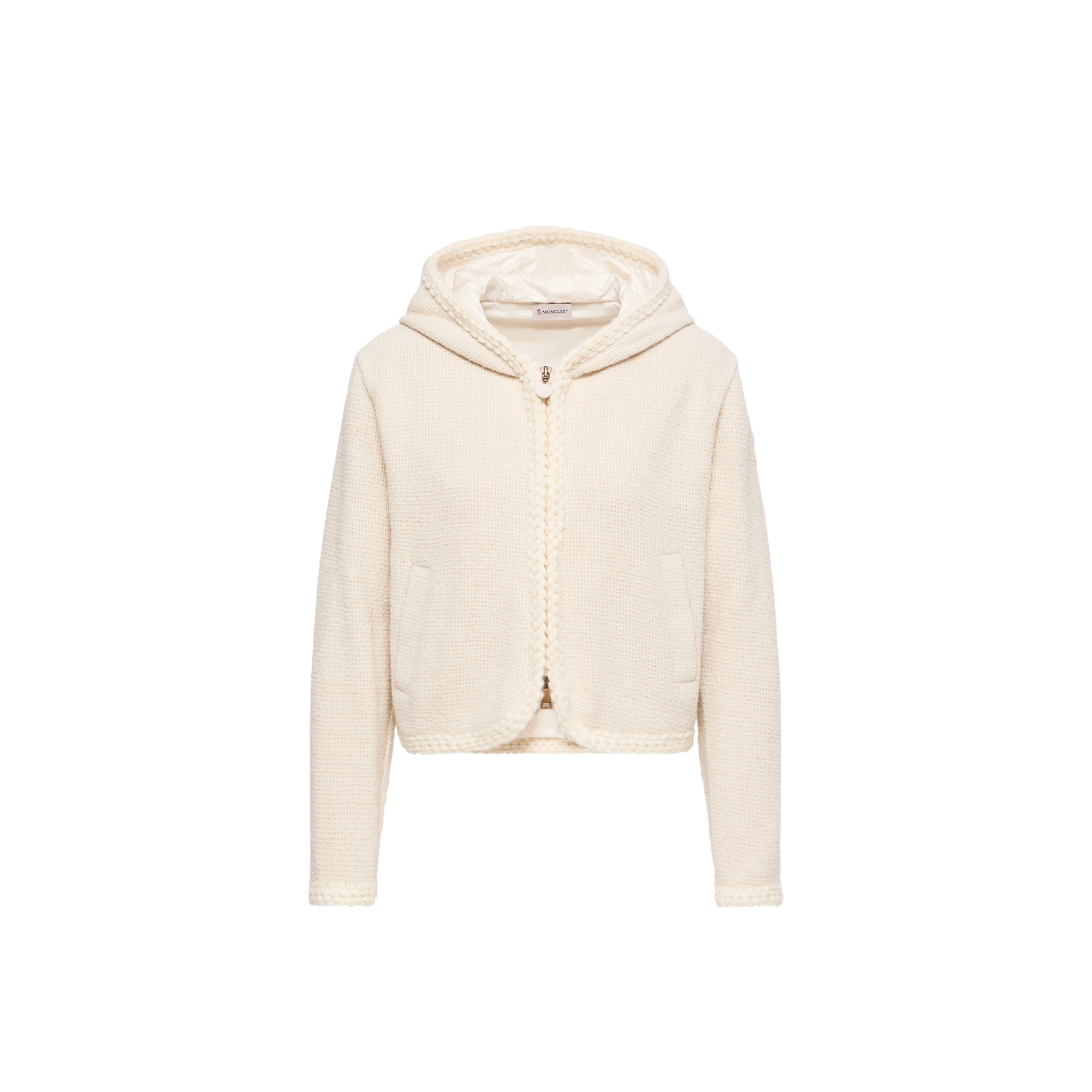 MONCLER | Ivory white waffle knit zip-up hoodie | female | S - Image 4
