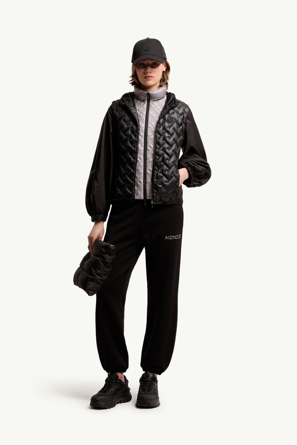 Logo Cotton Track Pants Women Black Moncler 0
