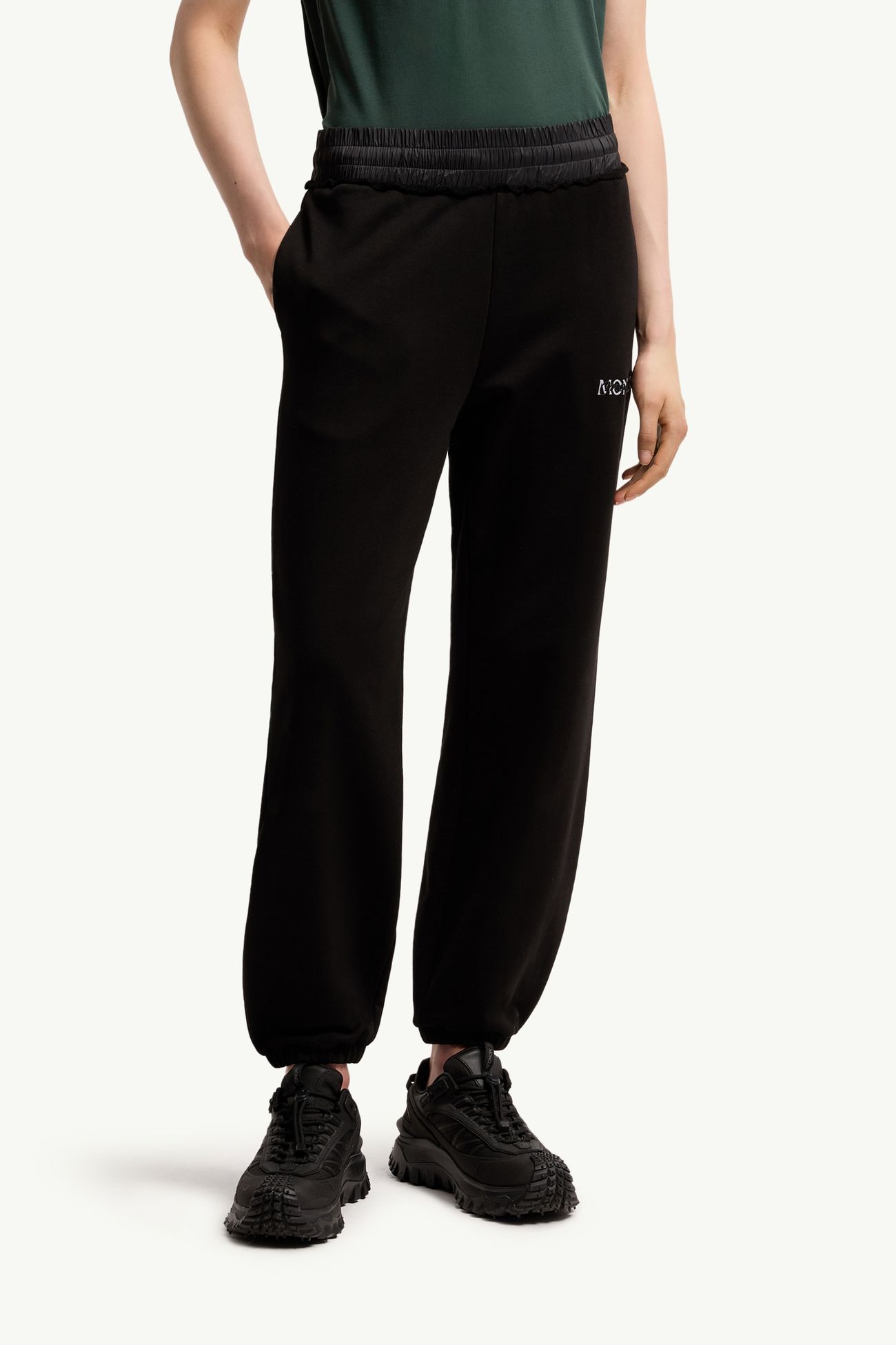 Pantalon de survêtement en coton à logo Femmes Noir Moncler 3