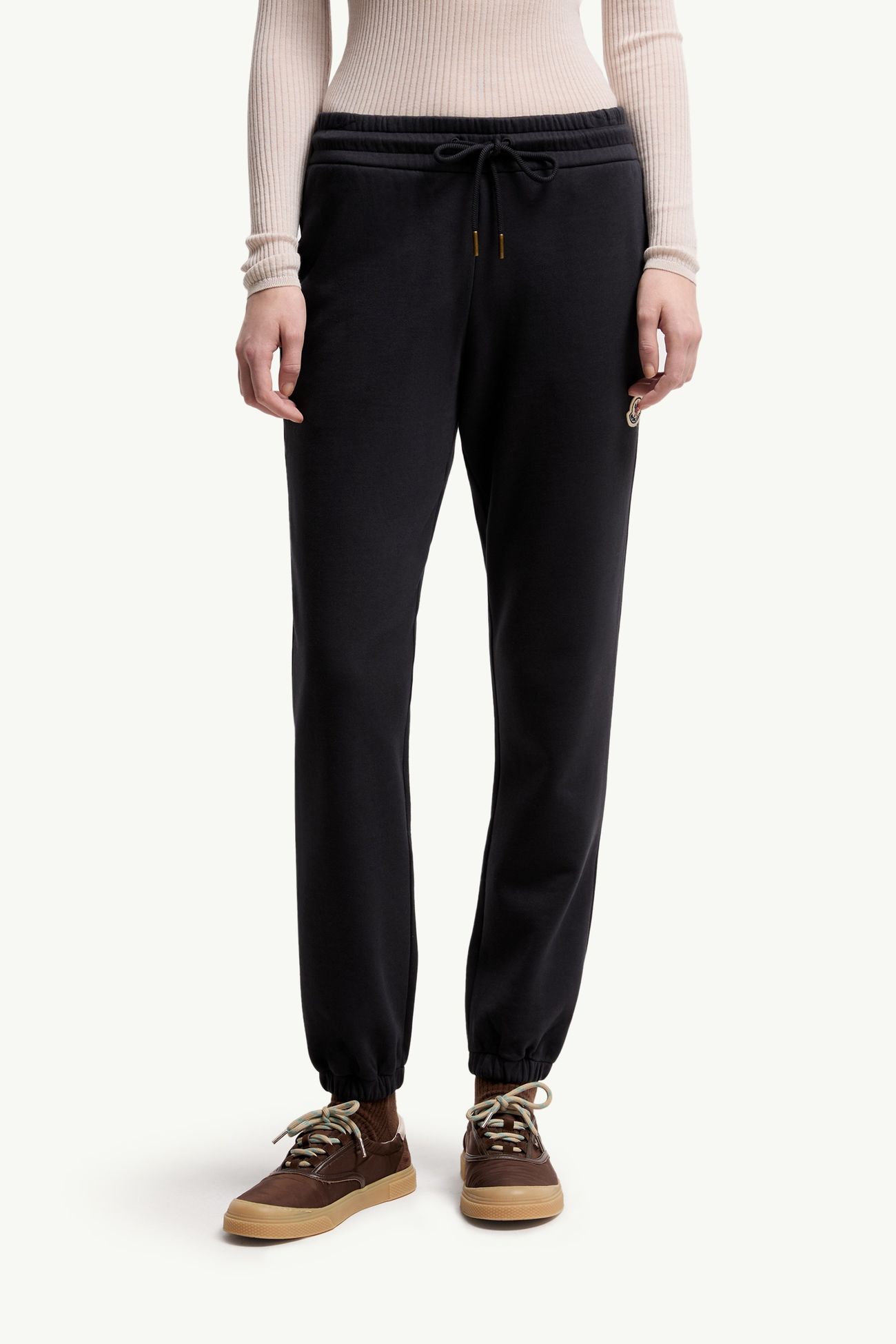 Logo Cotton Blend Fleece Track Pants Women Dark Blue Moncler 3