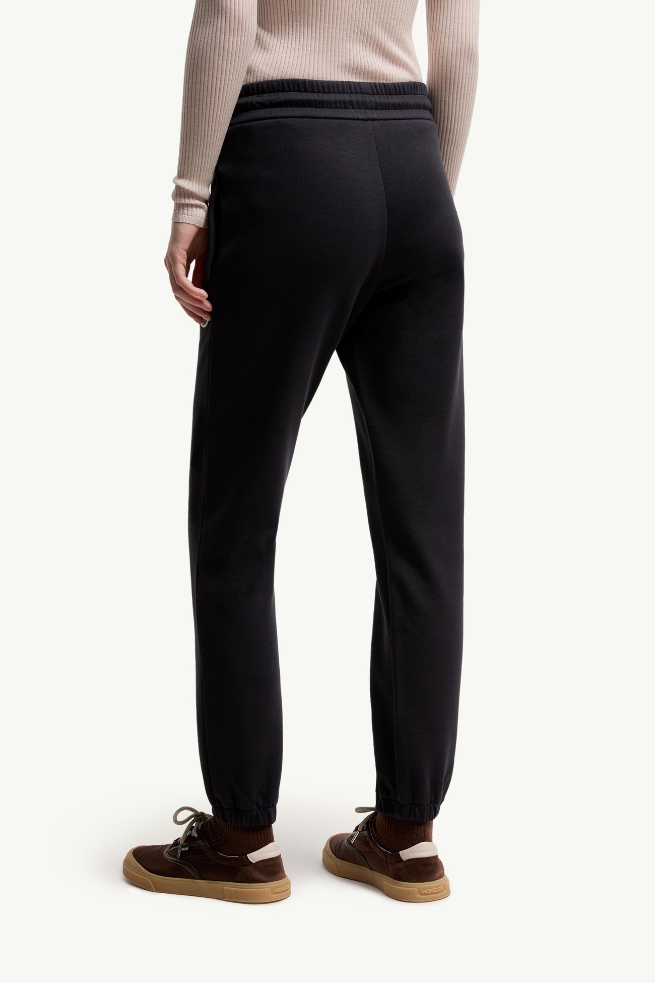 Logo Cotton Blend Fleece Sweatpants Women Dark Blue Moncler 4