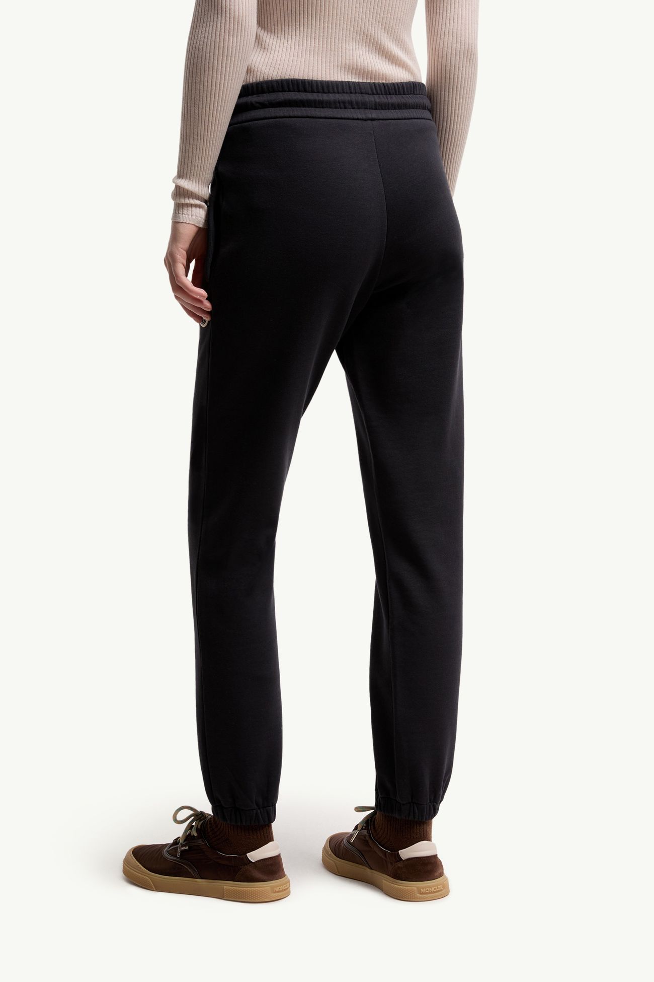 Logo Cotton Blend Fleece Track Pants Women Dark Blue Moncler 4